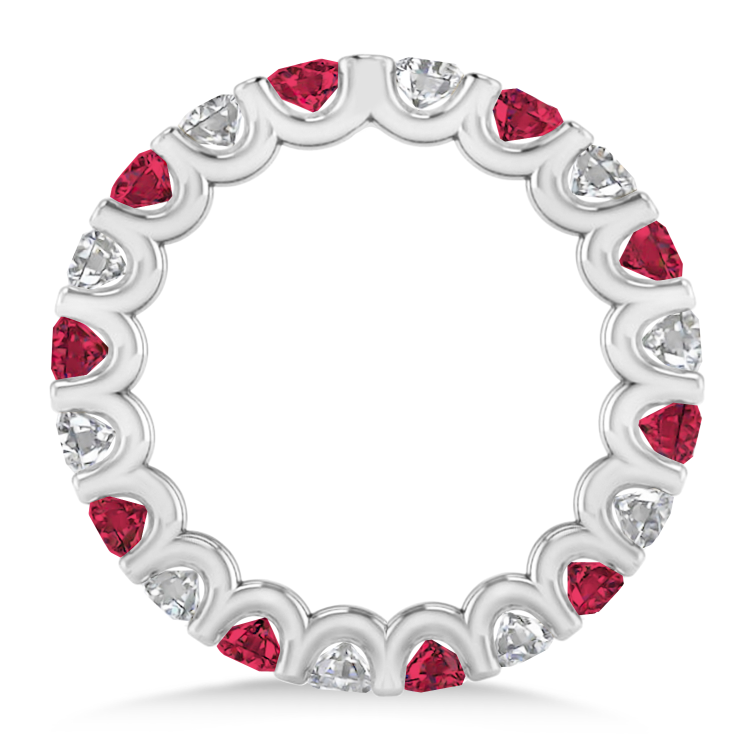 Diamond & Ruby Eternity Wedding Band 14k White Gold (2.10ct)