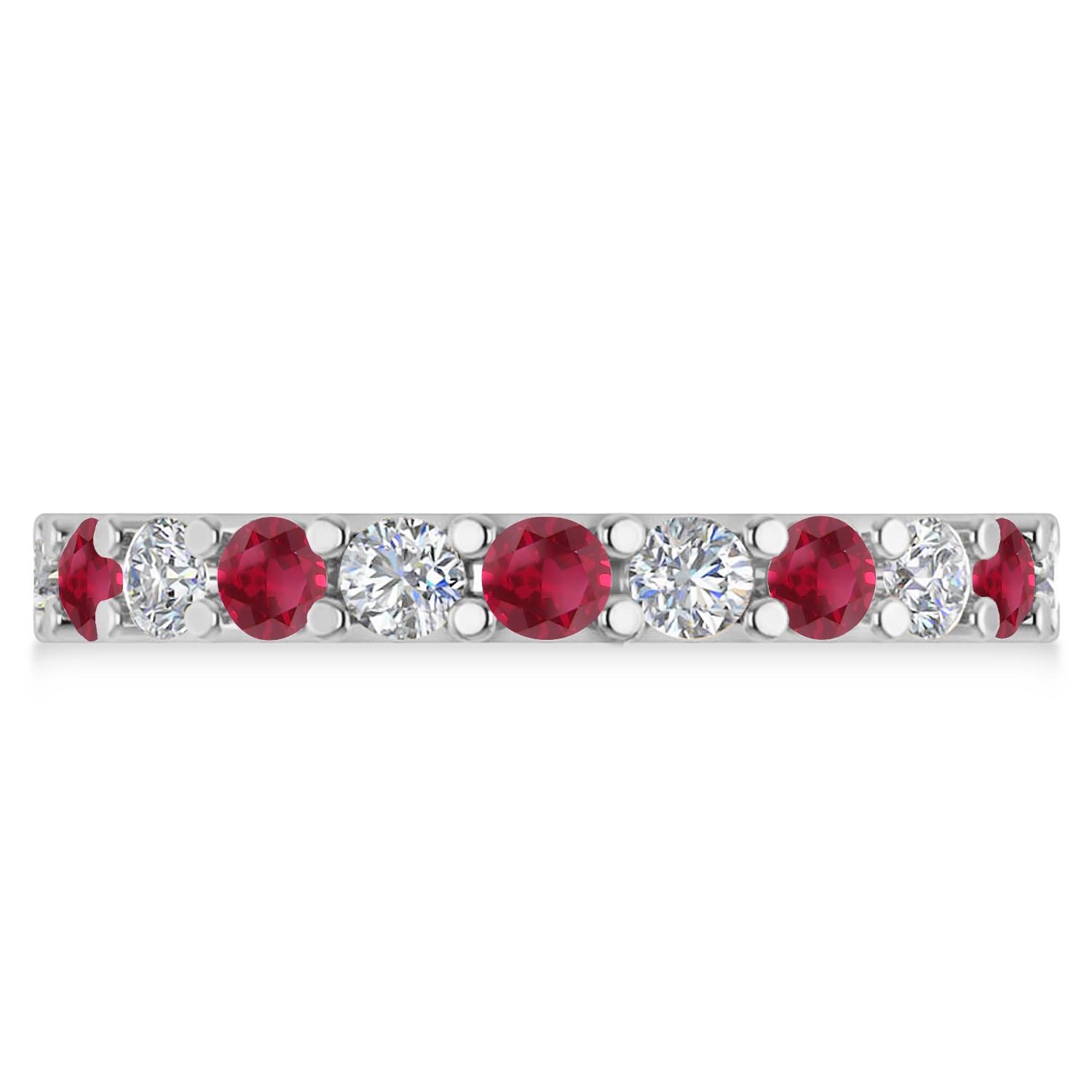 Diamond & Ruby Eternity Wedding Band 14k White Gold (2.10ct)