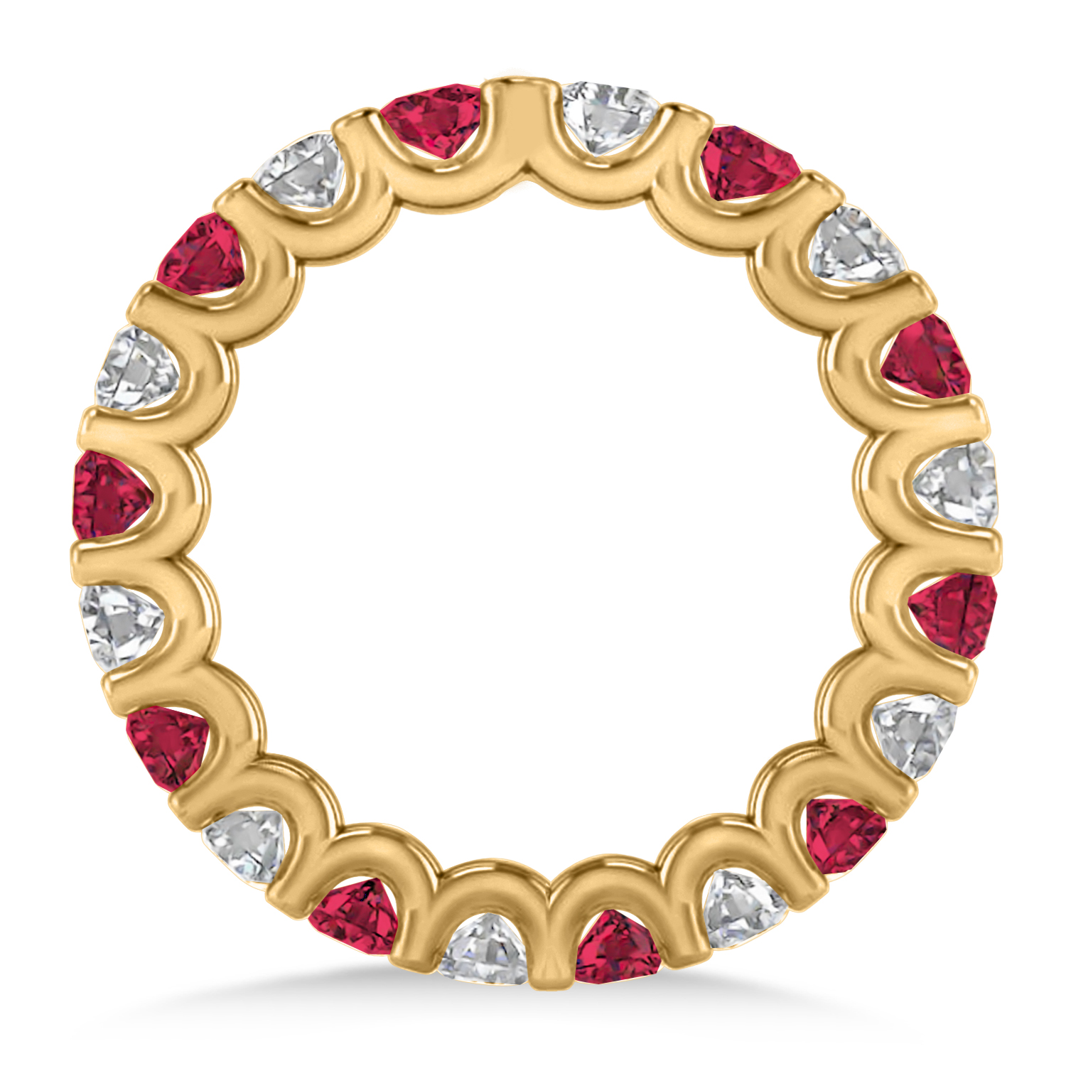 Diamond & Ruby Eternity Wedding Band 14k Yellow Gold (2.10ct)