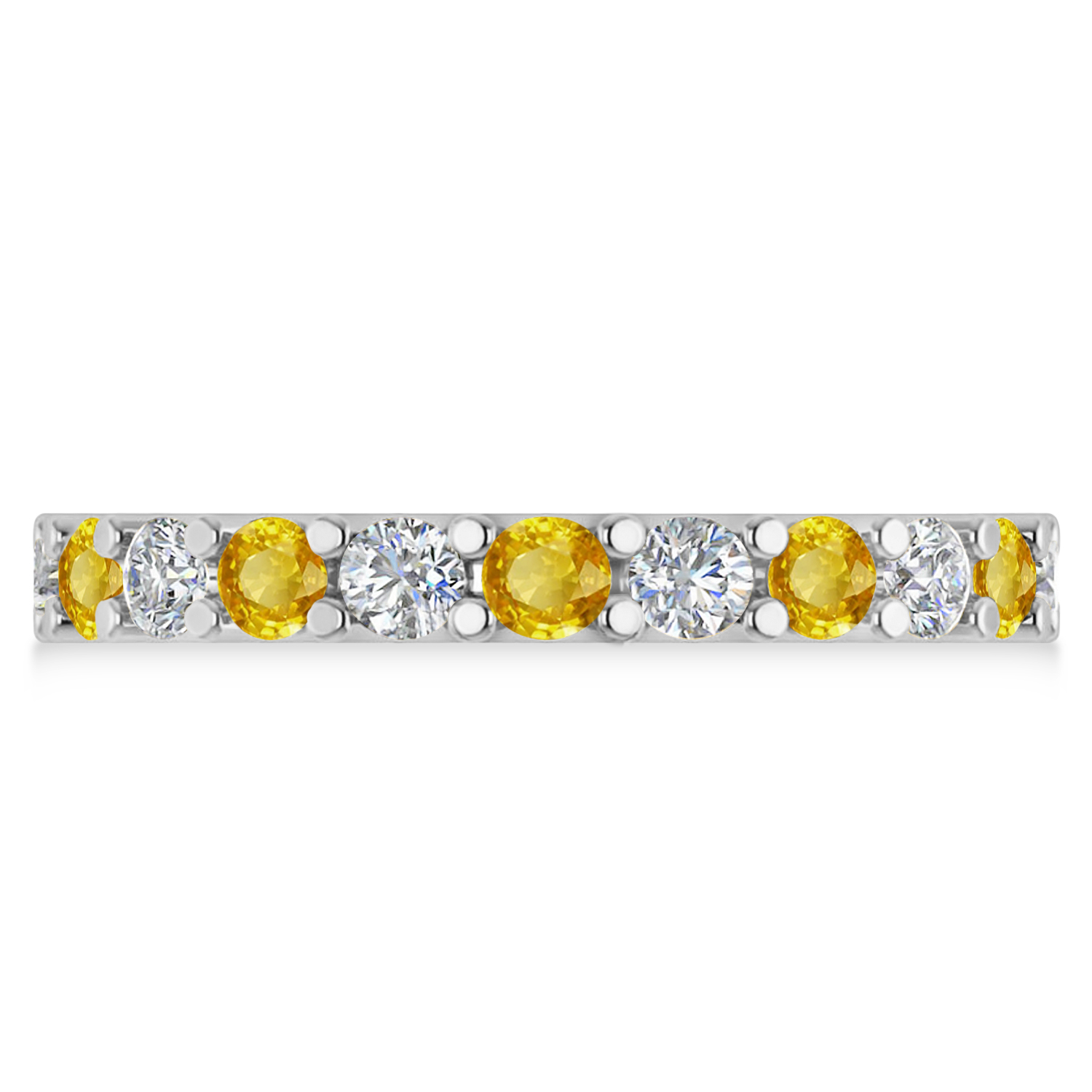 Diamond & Yellow Sapphire Eternity Wedding Band 14k White Gold (2.10ct)
