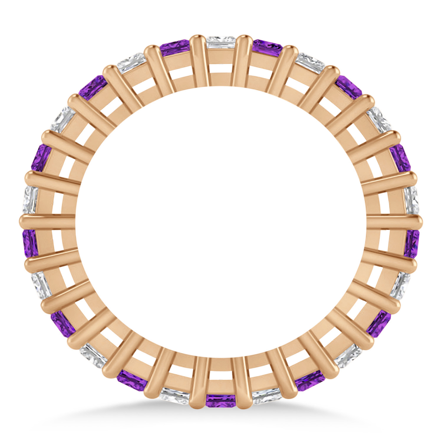 Princess Diamond & Amethyst Wedding Band 14k Rose Gold (1.86ct)