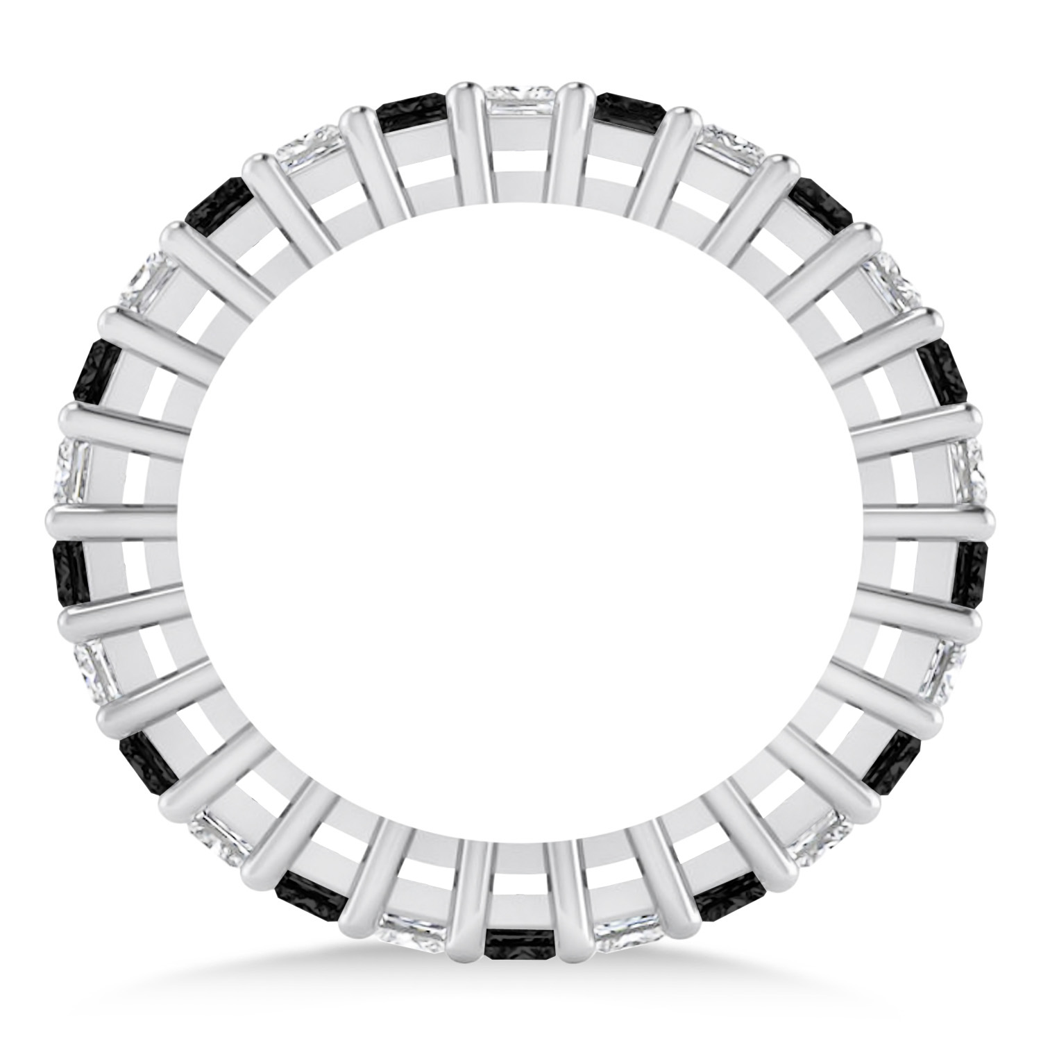 Princess Black & White Diamond Wedding Band 14k White Gold (1.86ct)