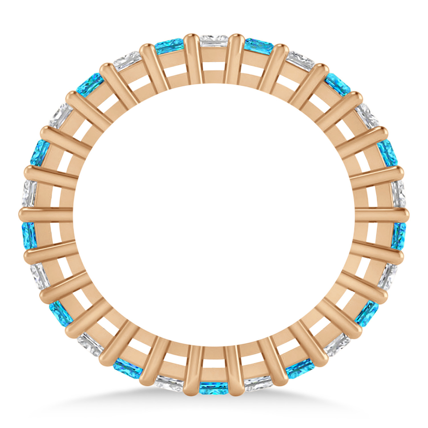 Princess Diamond & Blue Topaz Wedding Band 14k Rose Gold (1.86ct)