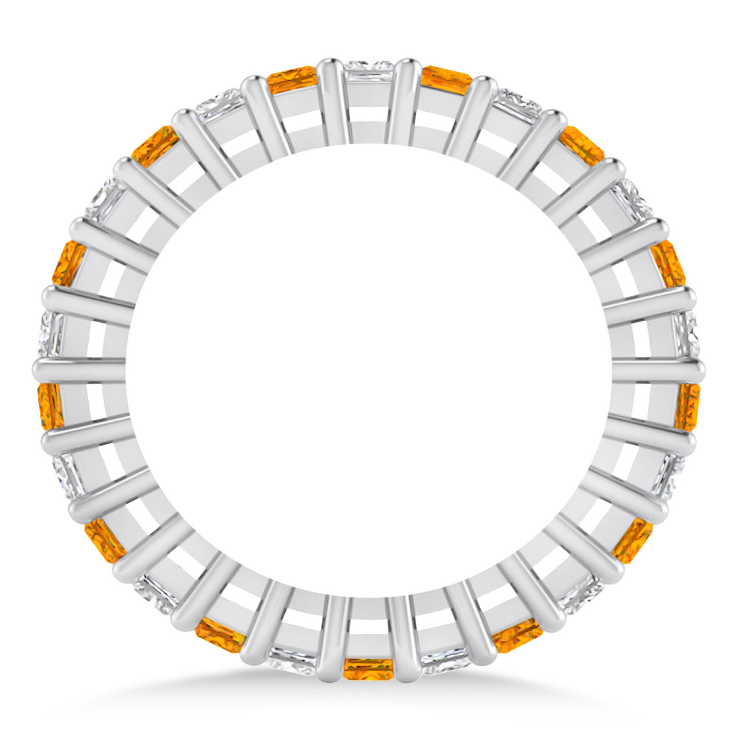 Princess Diamond & Citrine Wedding Band 14k White Gold (1.86ct)