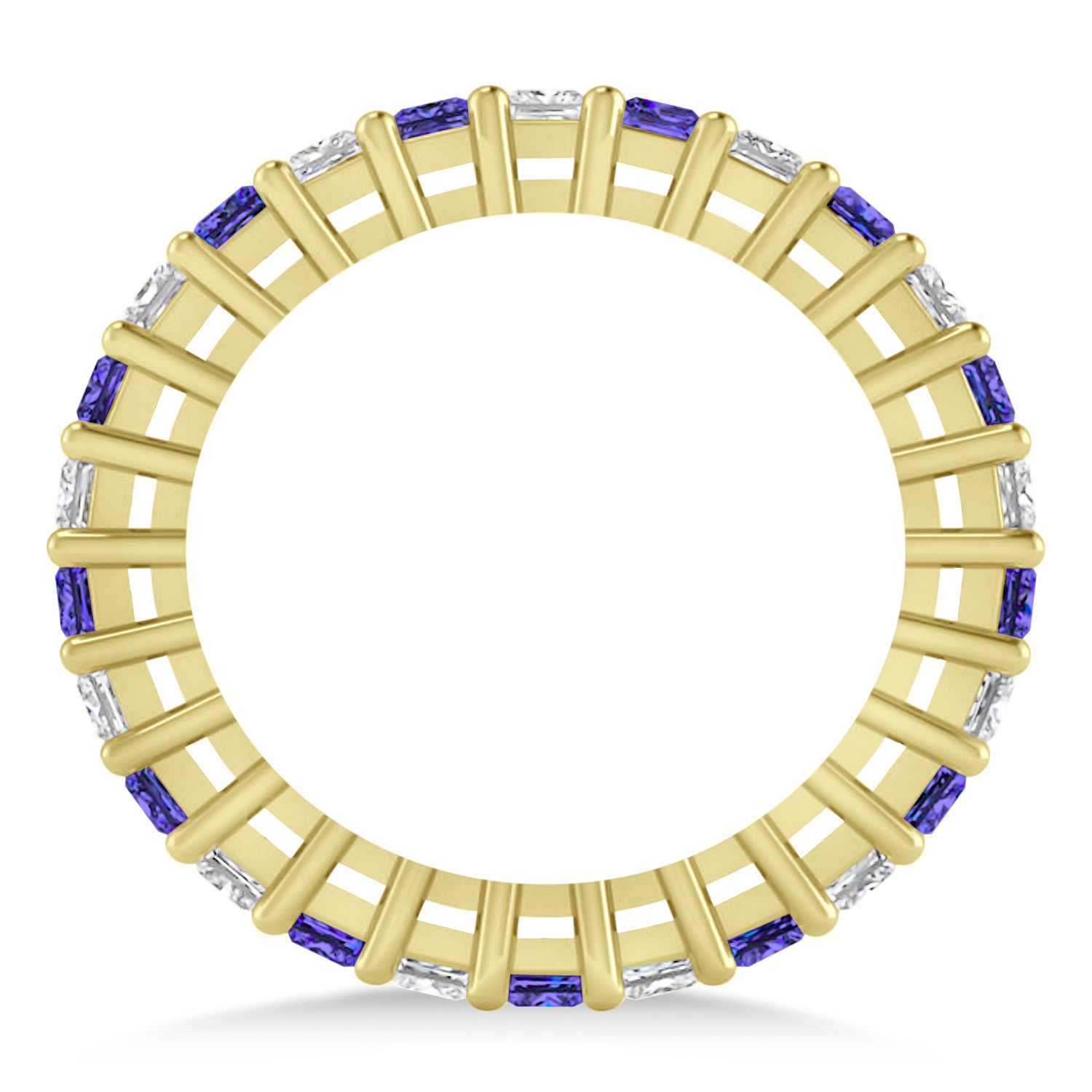 Princess Diamond & Tanzanite Wedding Band 14k Yellow Gold (1.86ct)