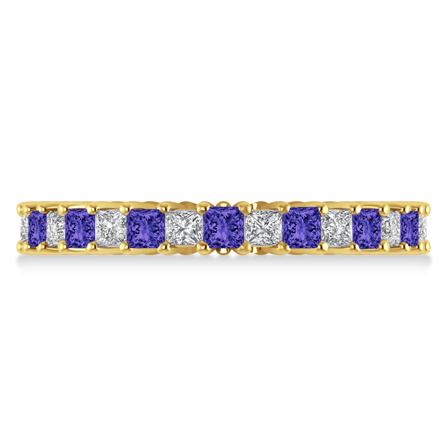 Princess Diamond & Tanzanite Wedding Band 14k Yellow Gold (1.86ct)