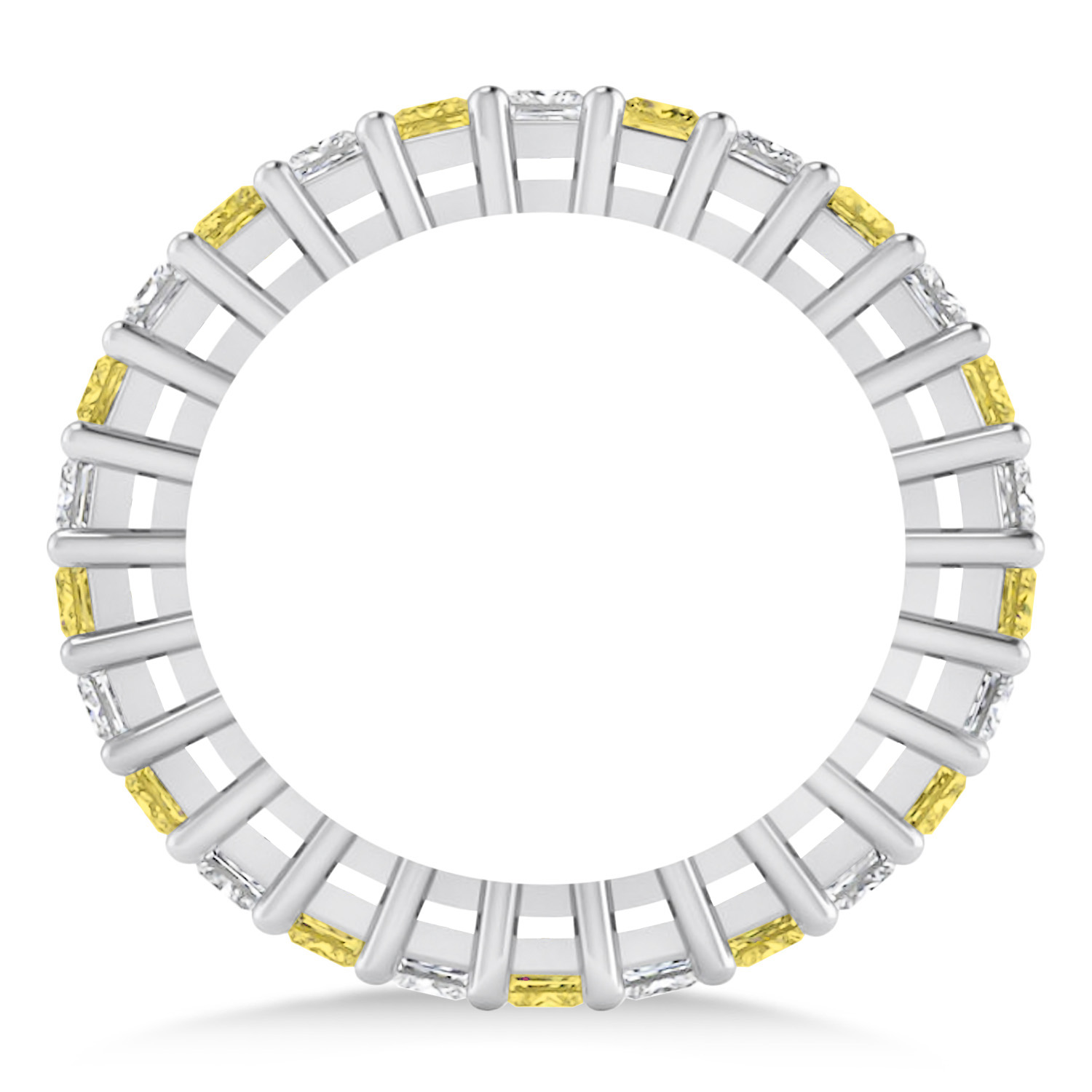 Princess Yellow & White Diamond Wedding Band 14k White Gold (1.86ct)