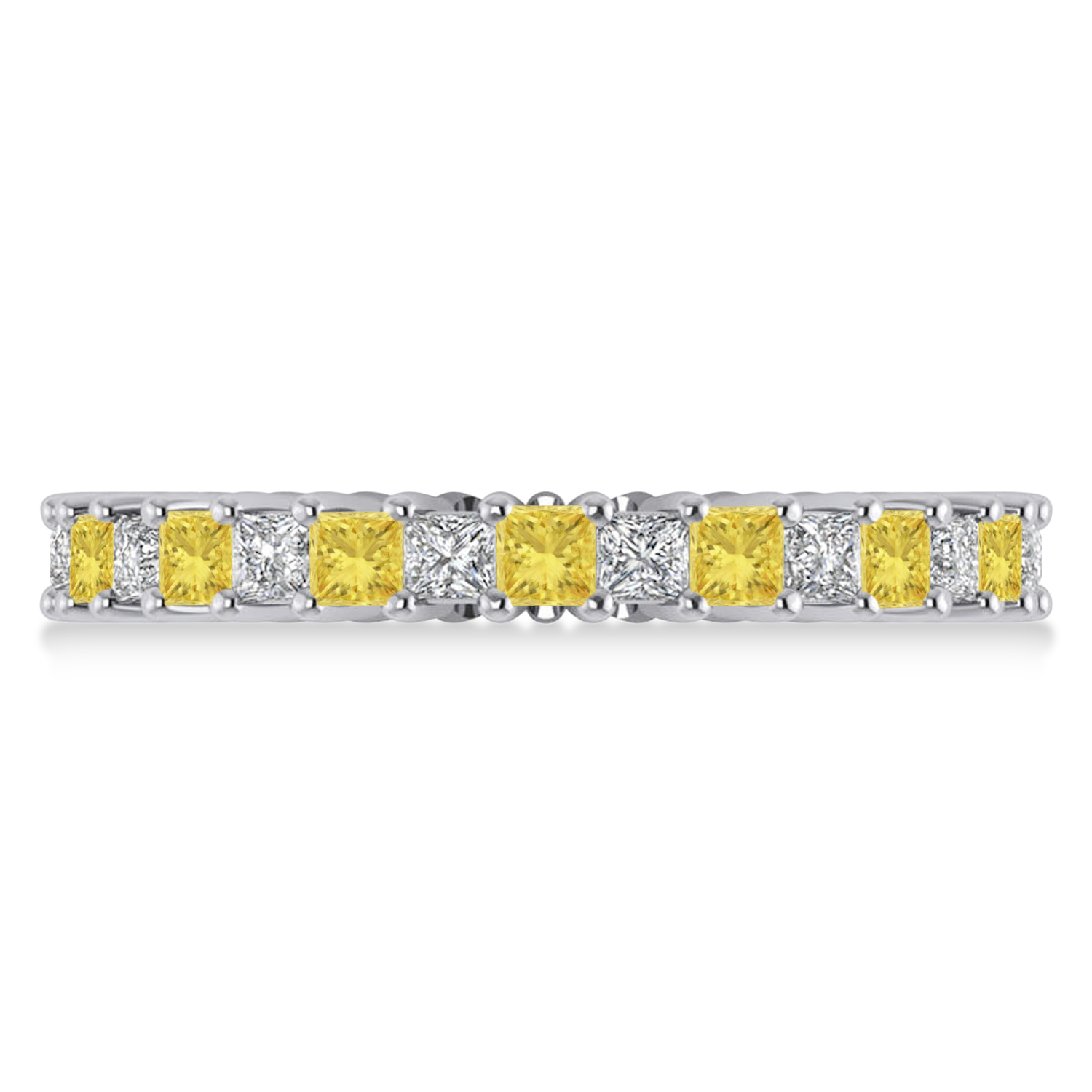 Princess Yellow & White Diamond Wedding Band 14k White Gold (1.86ct)