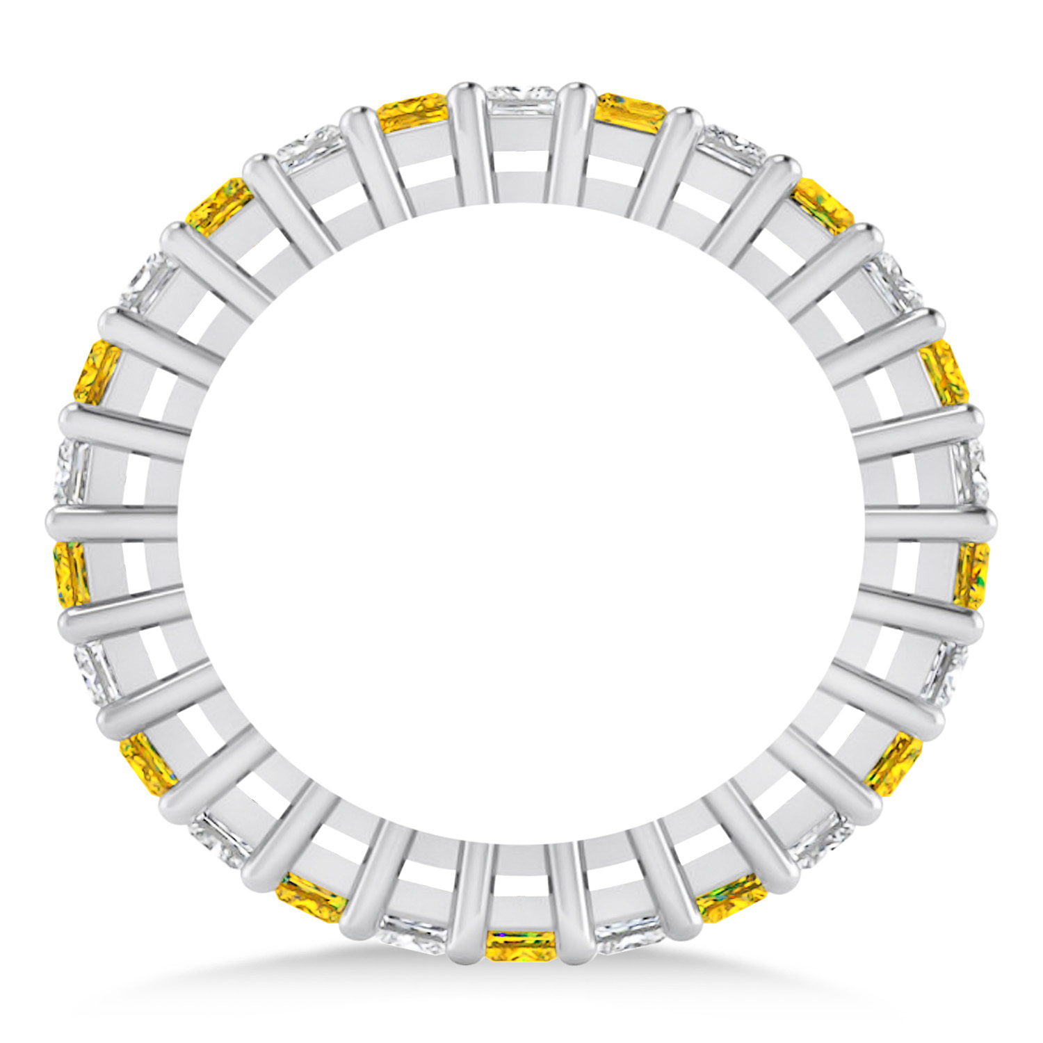 Princess Diamond & Yellow Sapphire Wedding Band 14k White Gold (1.86ct)