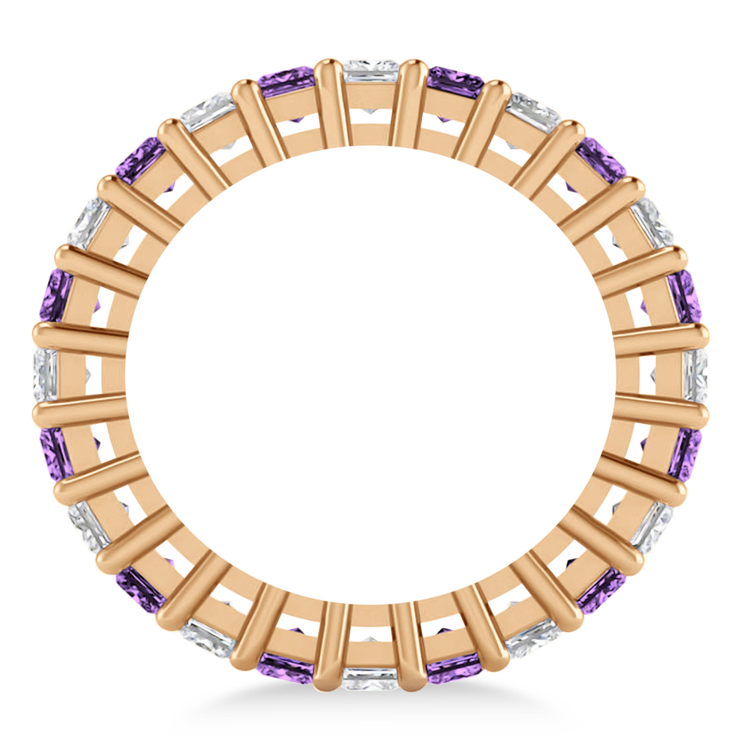 Princess Diamond & Amethyst Wedding Band 14k Rose Gold (3.12ct)