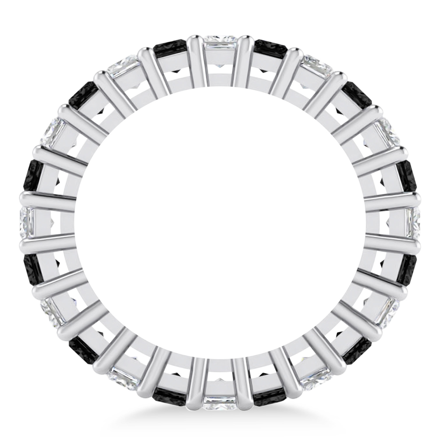 Princess Black & White Diamond Wedding Band 14k White Gold (3.12ct)