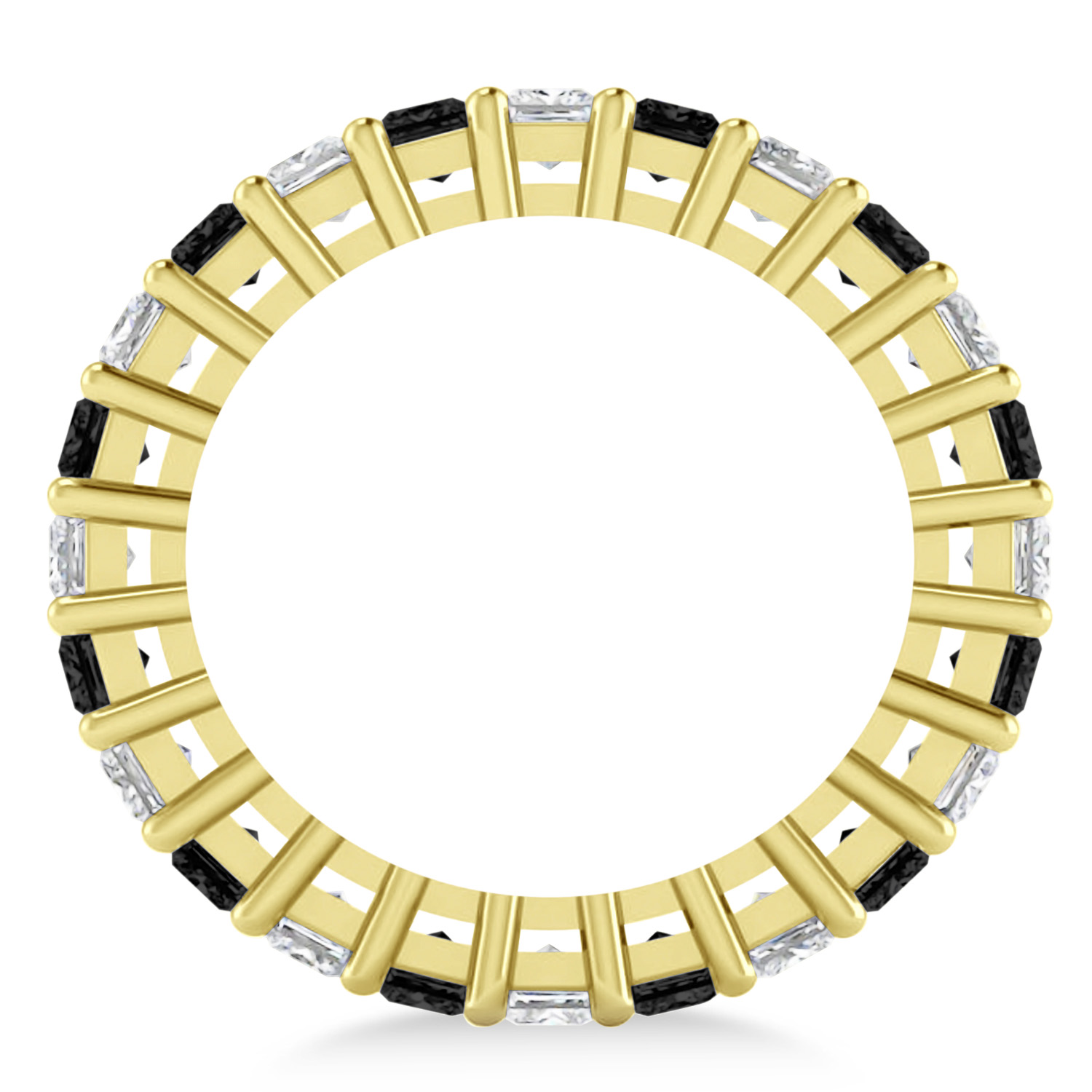 Princess Black & White Diamond Wedding Band 14k Yellow Gold (3.12ct)