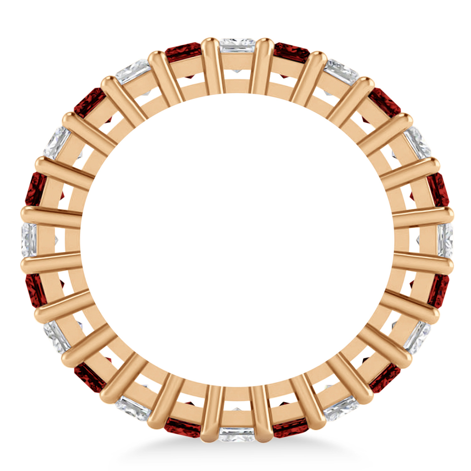 Princess Diamond & Garnet Wedding Band 14k Rose Gold (3.12ct)