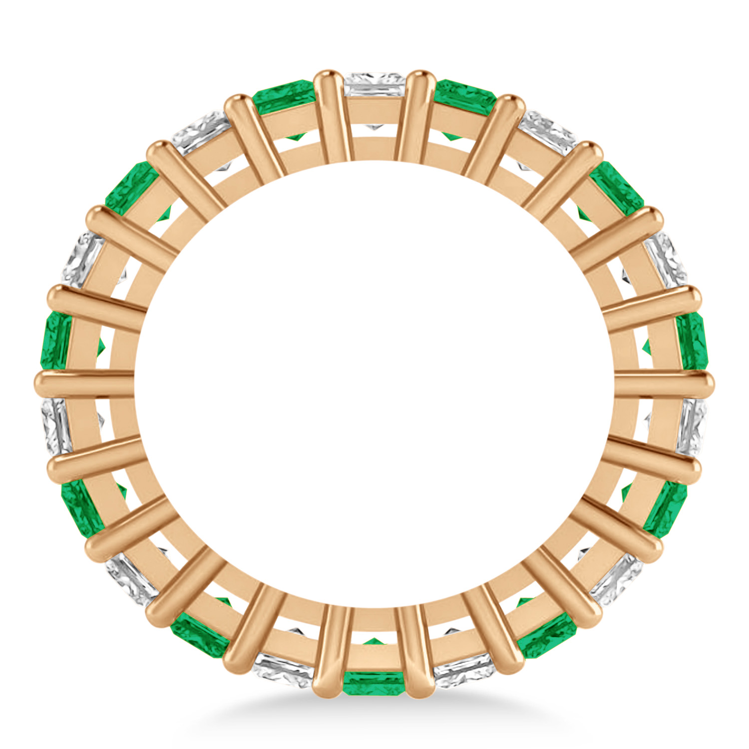 Princess Diamond & Emerald Wedding Band 14k Rose Gold (4.18ct)