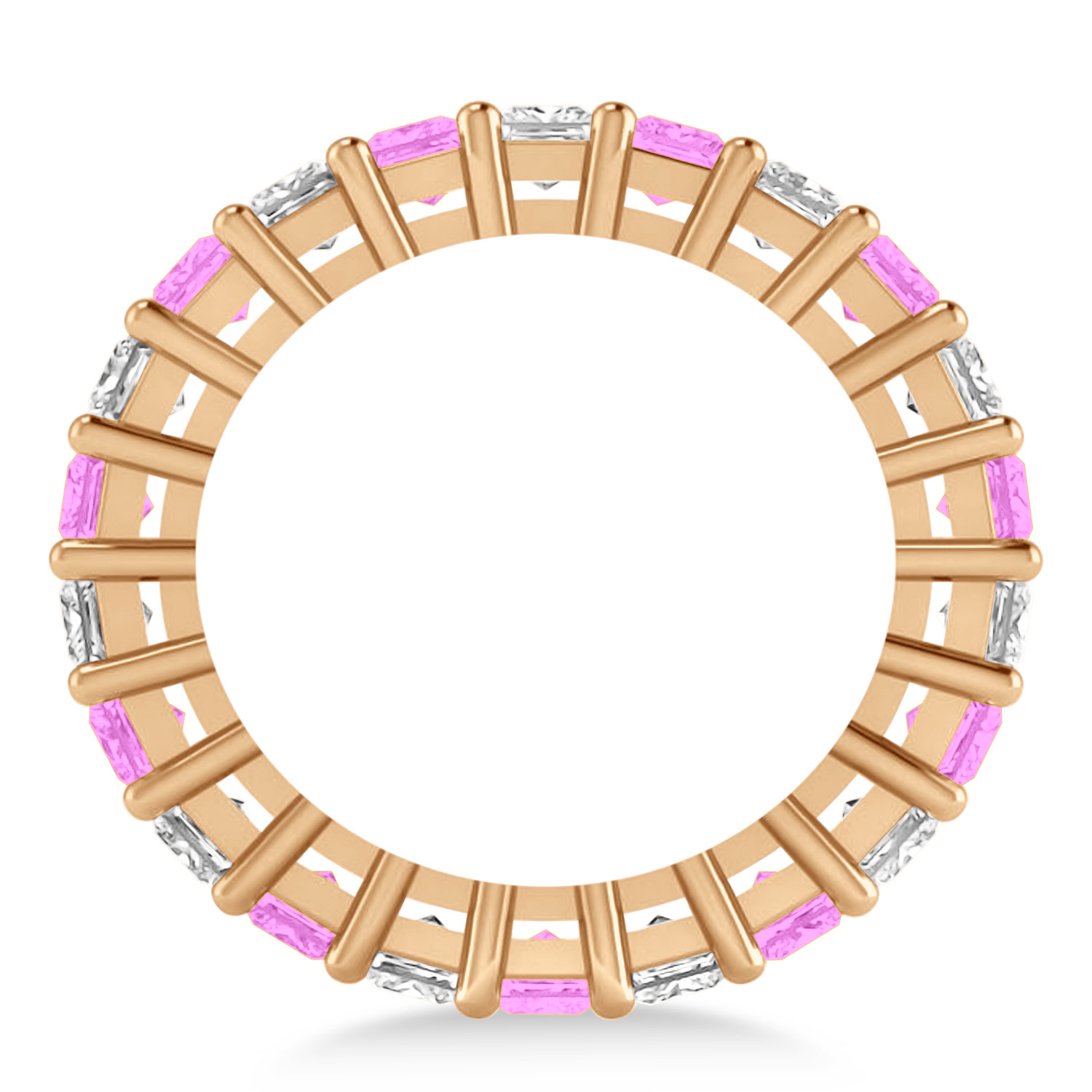 Princess Diamond & Pink Sapphire Wedding Band 14k Rose Gold (4.18ct)