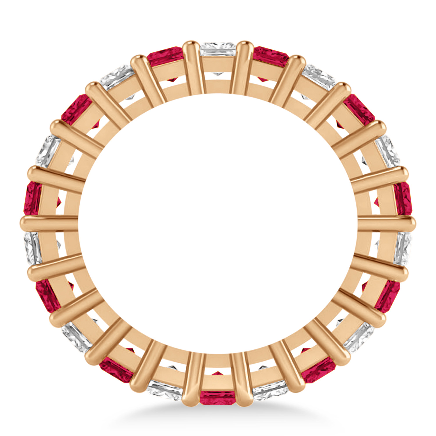 Princess Diamond & Ruby Wedding Band 14k Rose Gold (4.18ct)