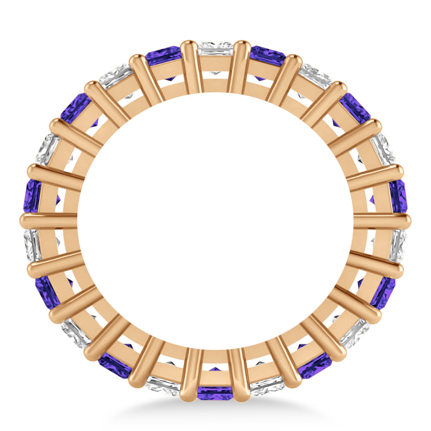 Princess Diamond & Tanzanite Wedding Band 14k Rose Gold (4.18ct)