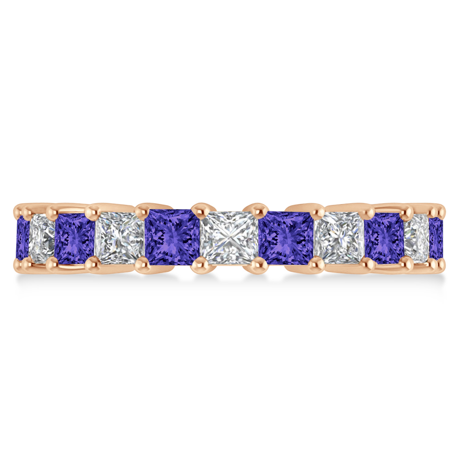 Princess Diamond & Tanzanite Wedding Band 14k Rose Gold (4.18ct)