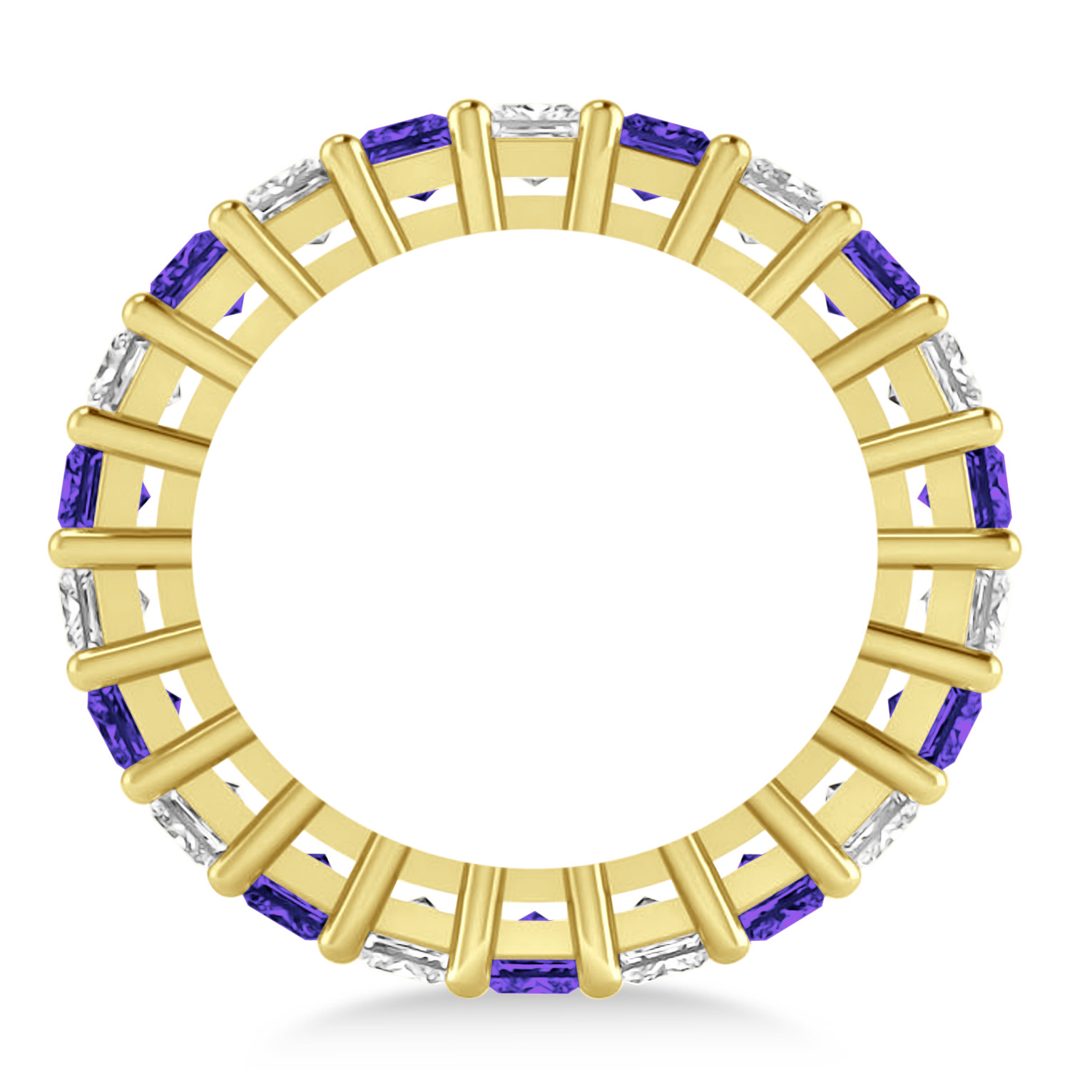 Princess Diamond & Tanzanite Wedding Band 14k Yellow Gold (4.18ct)