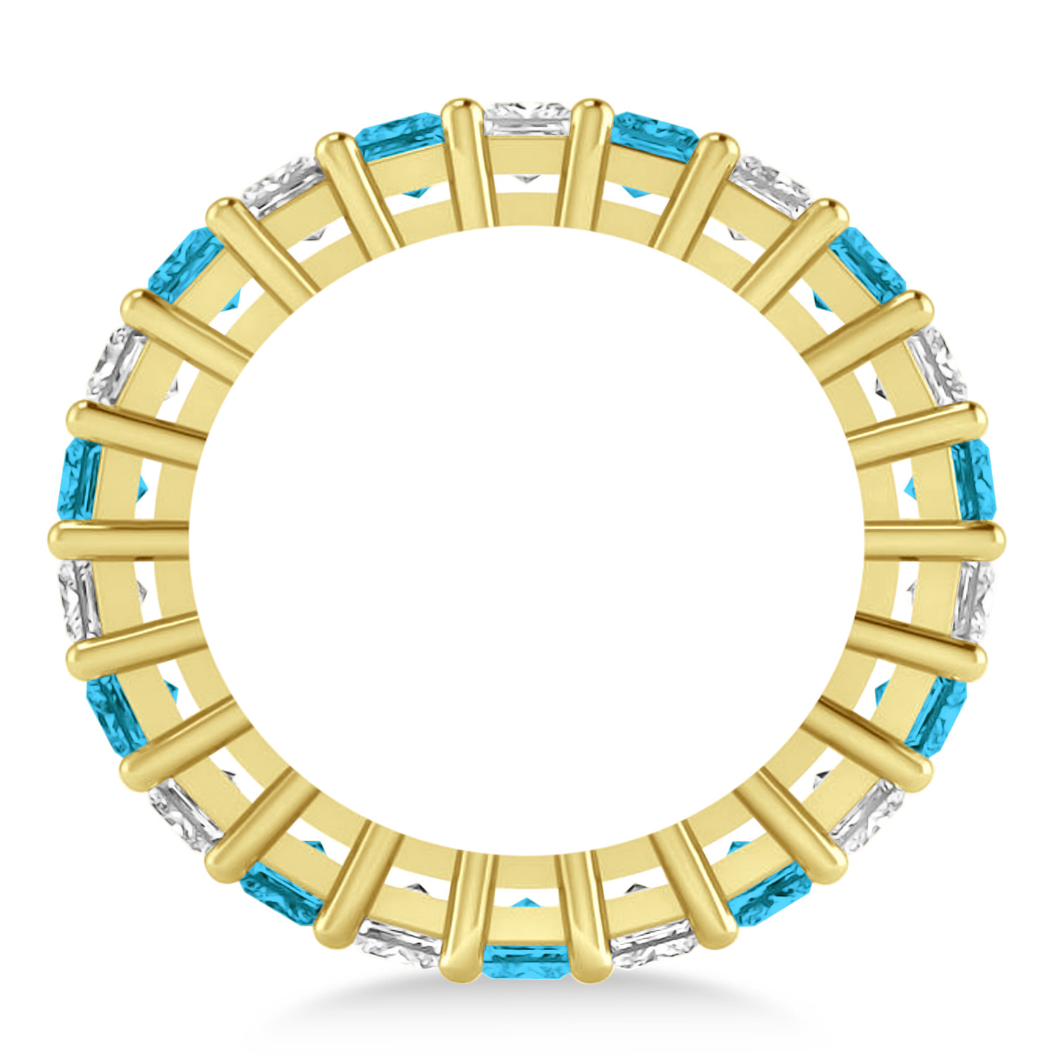 Princess Blue & White Diamond Wedding Band 14k Yellow Gold (5.51ct)