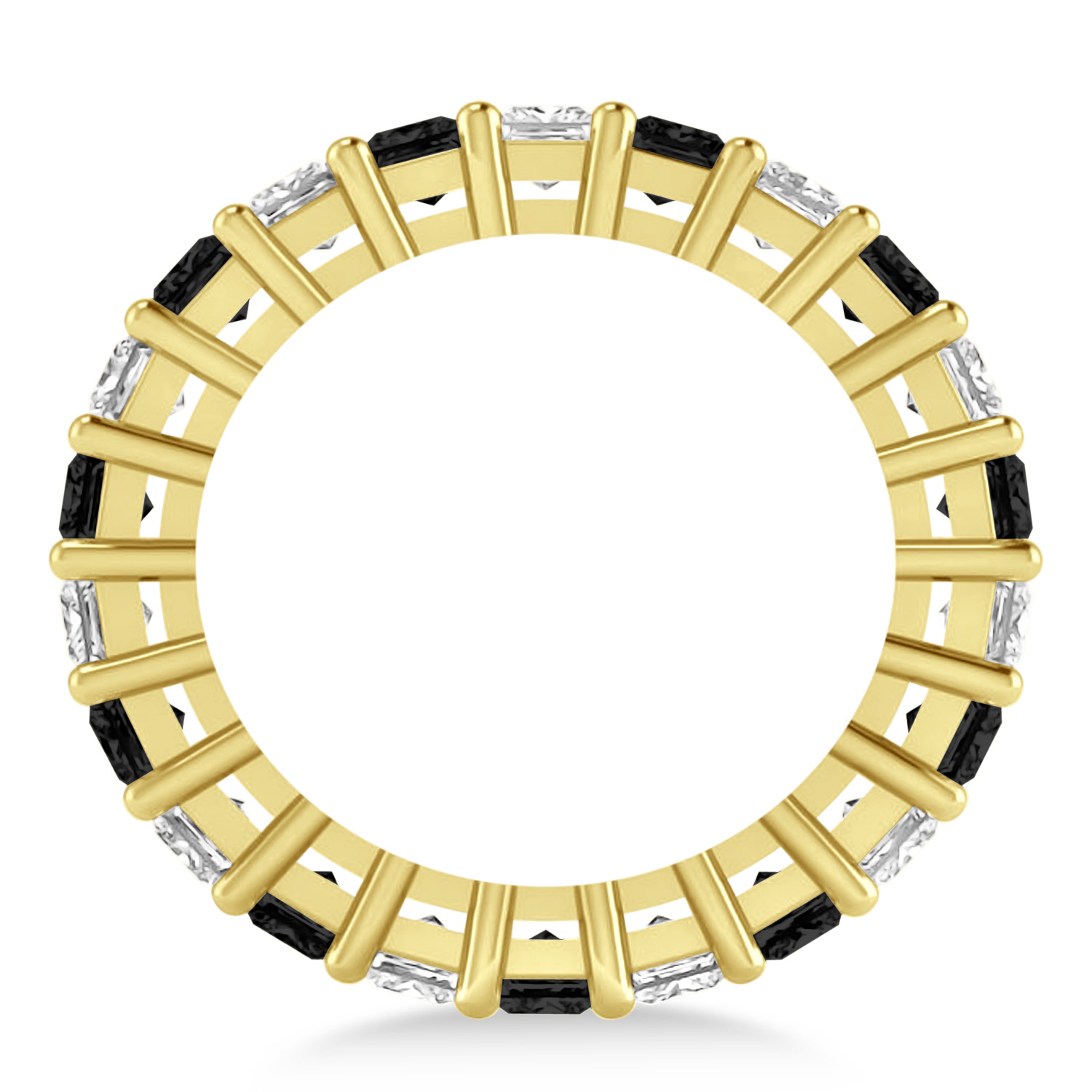 Princess Black & White Diamond Wedding Band 14k Yellow Gold (5.51ct)