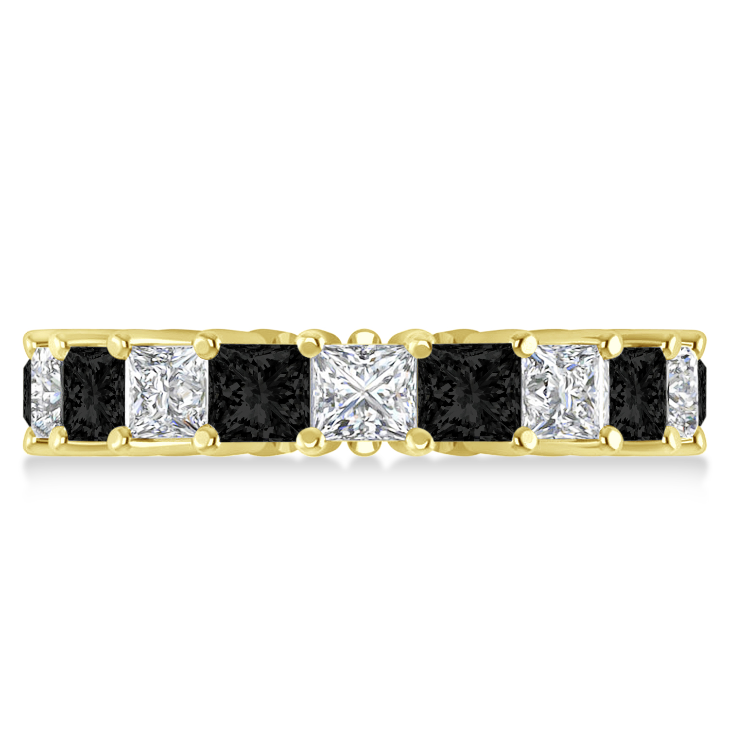 Princess Black & White Diamond Wedding Band 14k Yellow Gold (5.51ct)