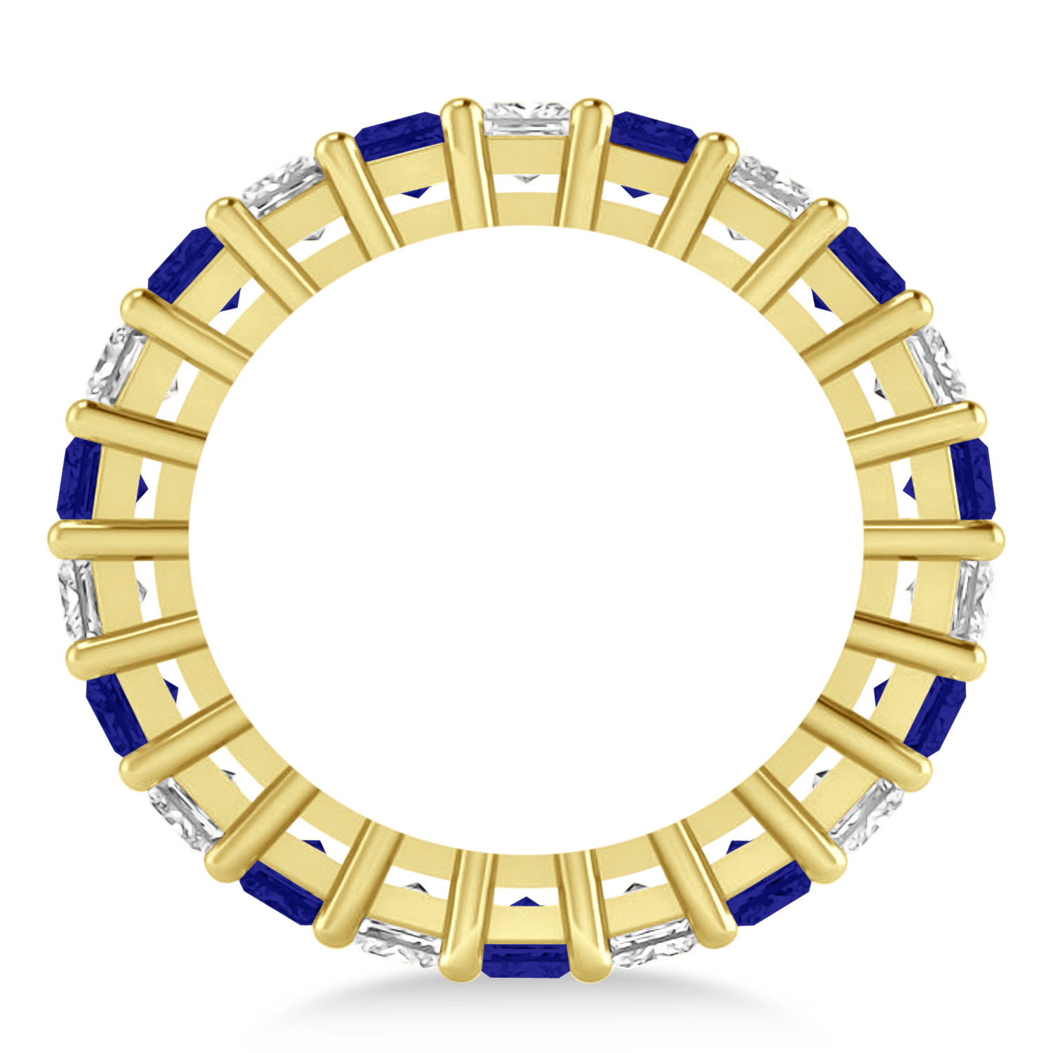 Princess Diamond & Blue Sapphire Wedding Band 14k Yellow Gold (5.61ct)