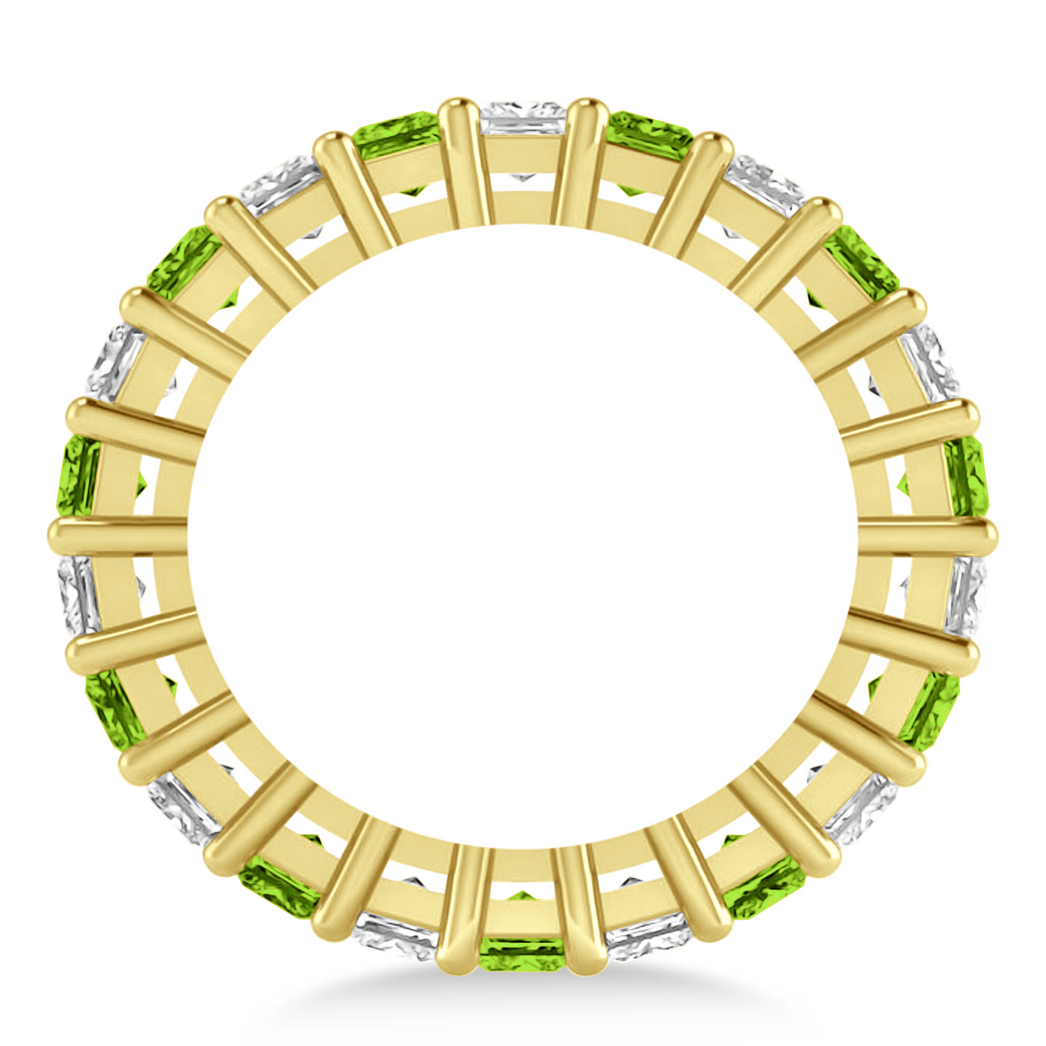 Princess Diamond & Peridot Wedding Band 14k Yellow Gold (5.61ct)