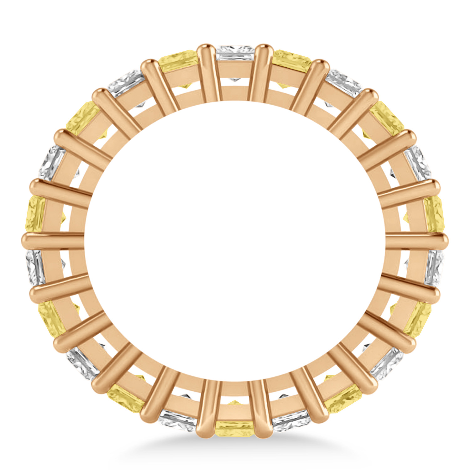 Princess Yellow & White Diamond Wedding Band 14k Rose Gold (5.51ct)