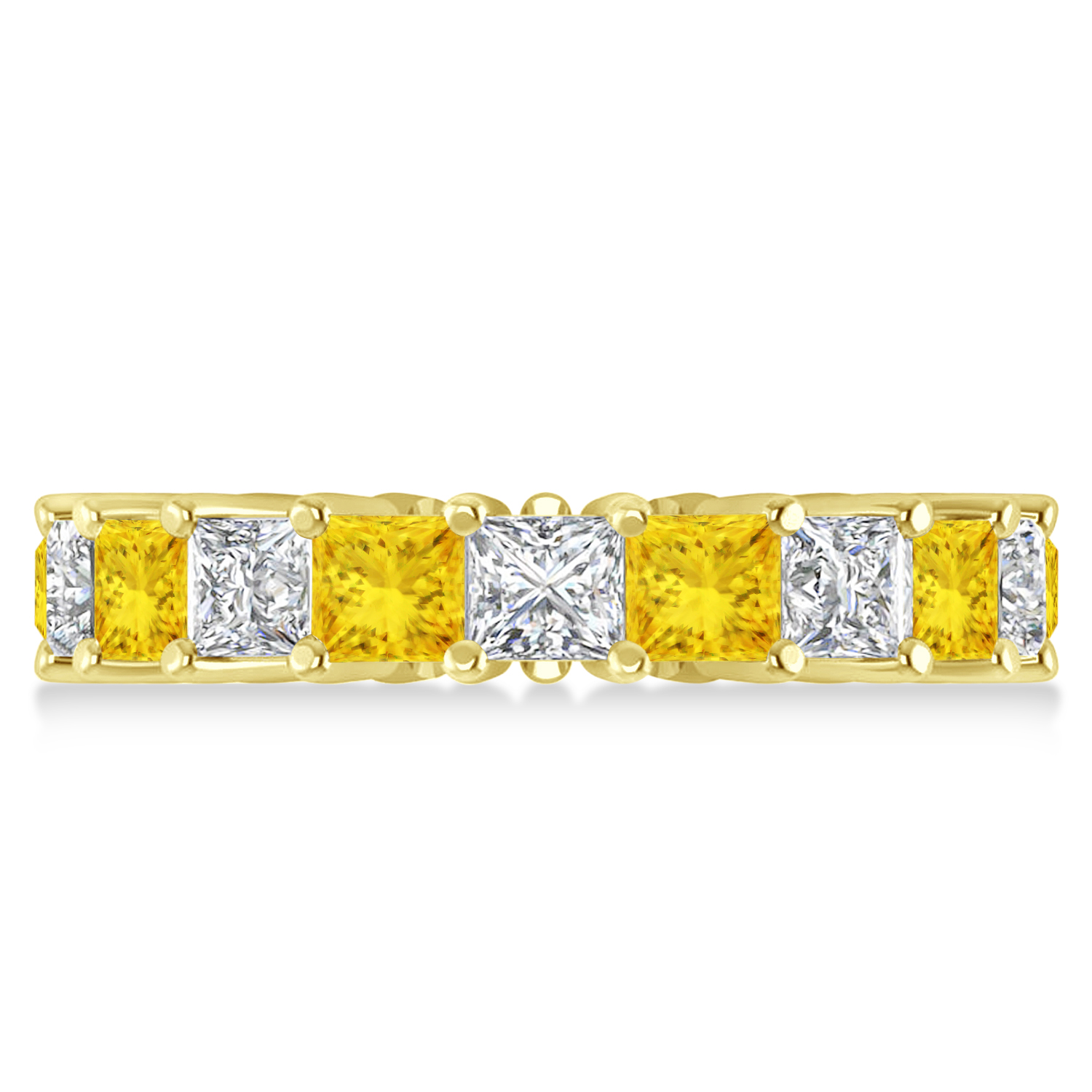 Princess Diamond & Yellow Sapphire Wedding Band 14k Yellow Gold (5.61ct)