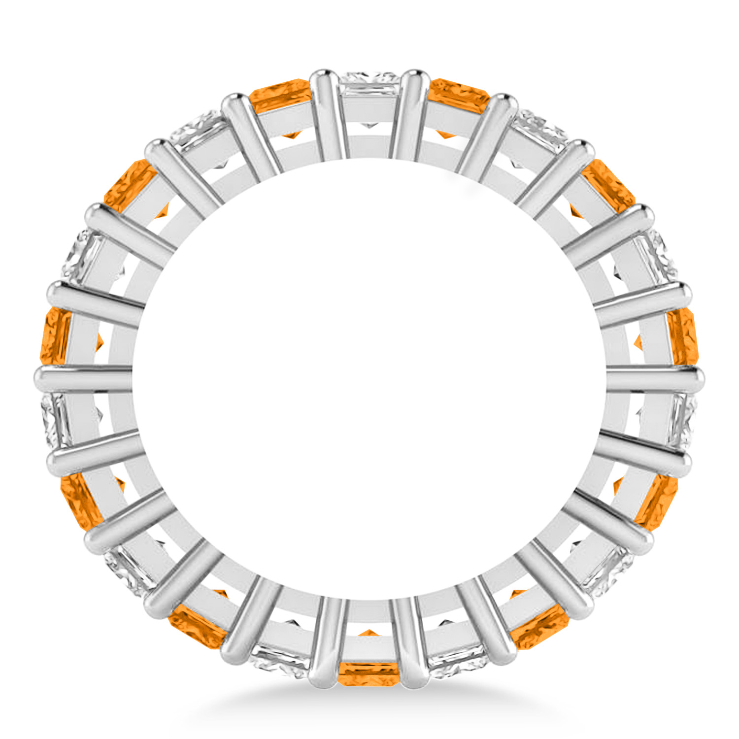Princess Diamond & Citrine Wedding Band 14k White Gold (7.17ct)