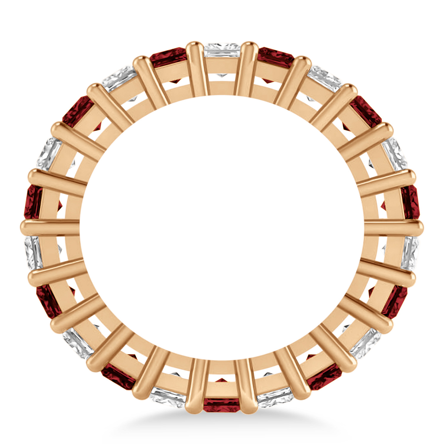 Princess Diamond & Garnet Wedding Band 14k Rose Gold (7.17ct)