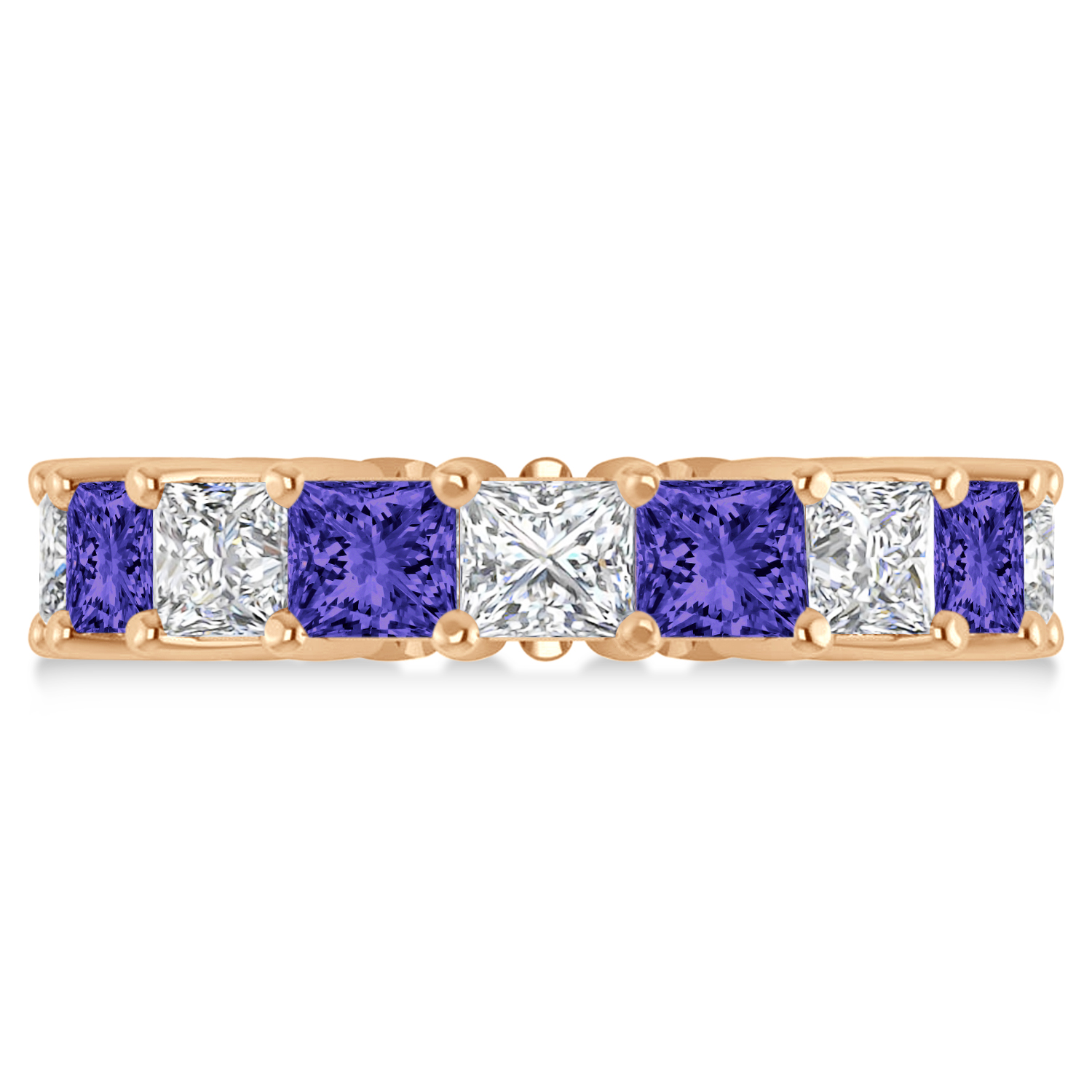 Princess Diamond & Tanzanite Wedding Band 14k Rose Gold (7.17ct)