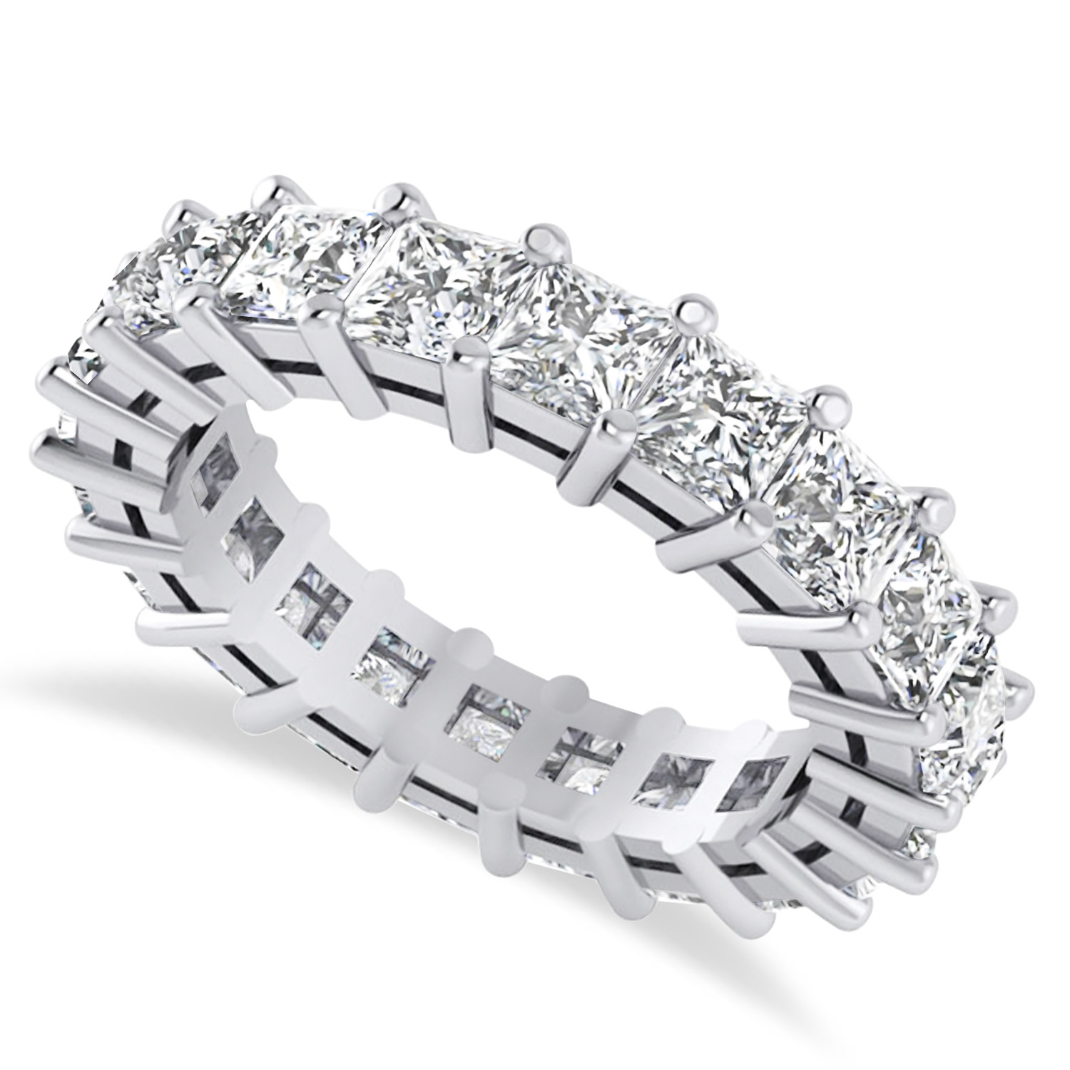 Princess Cut Diamond Eternity Wedding Band 14k White Gold (5.20ct)