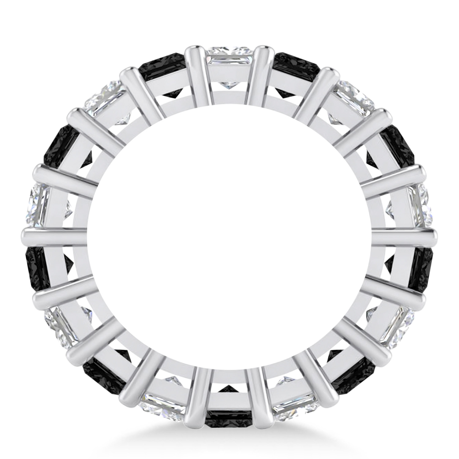 Princess Black & White Diamond Wedding Band 14k White Gold (5.58ct)