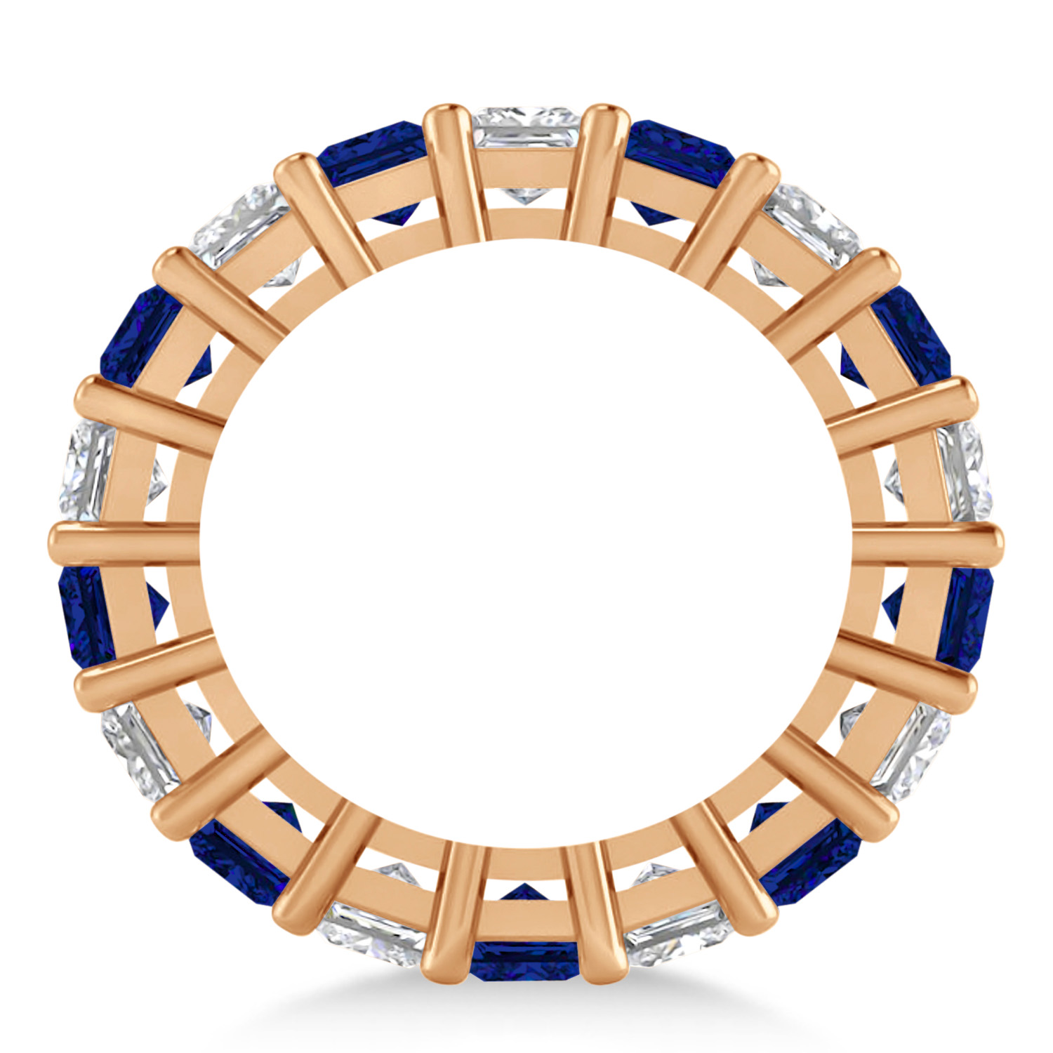 Princess Diamond & Blue Sapphire Wedding Band 14k Rose Gold (5.94ct)