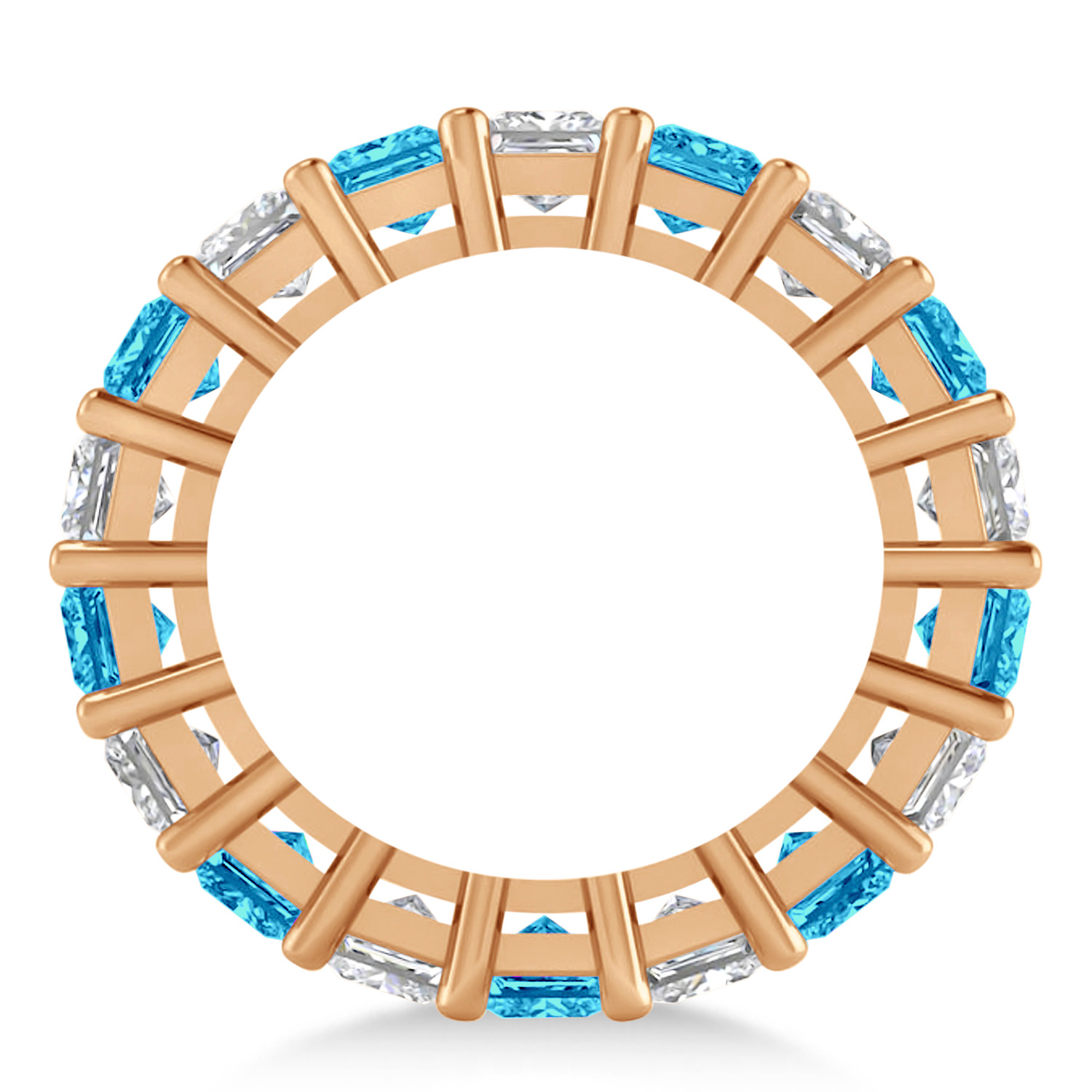 Princess Diamond & Blue Topaz Wedding Band 14k Rose Gold (5.94ct)