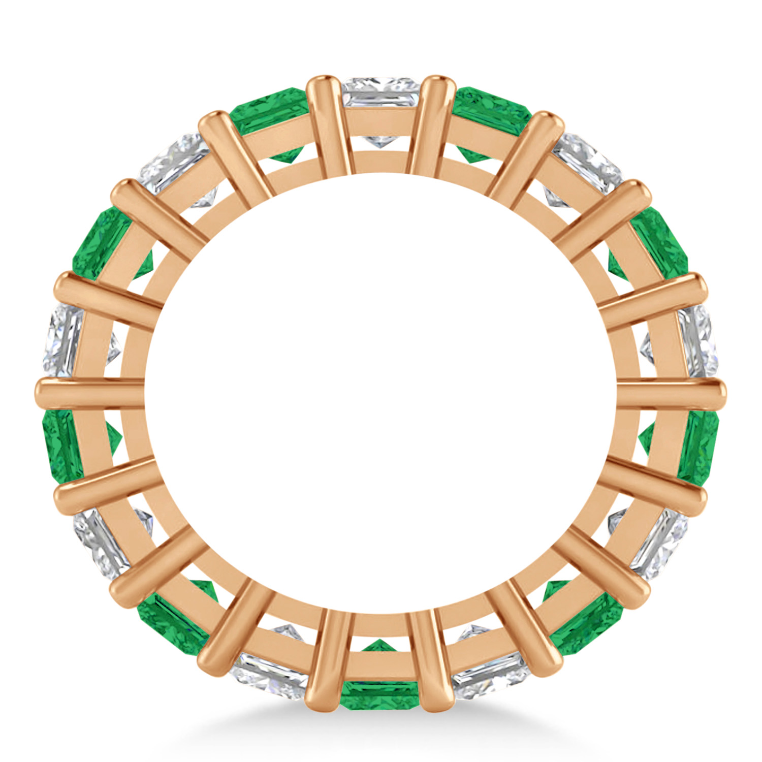 Princess Diamond & Emerald Wedding Band 14k Rose Gold (5.94ct)