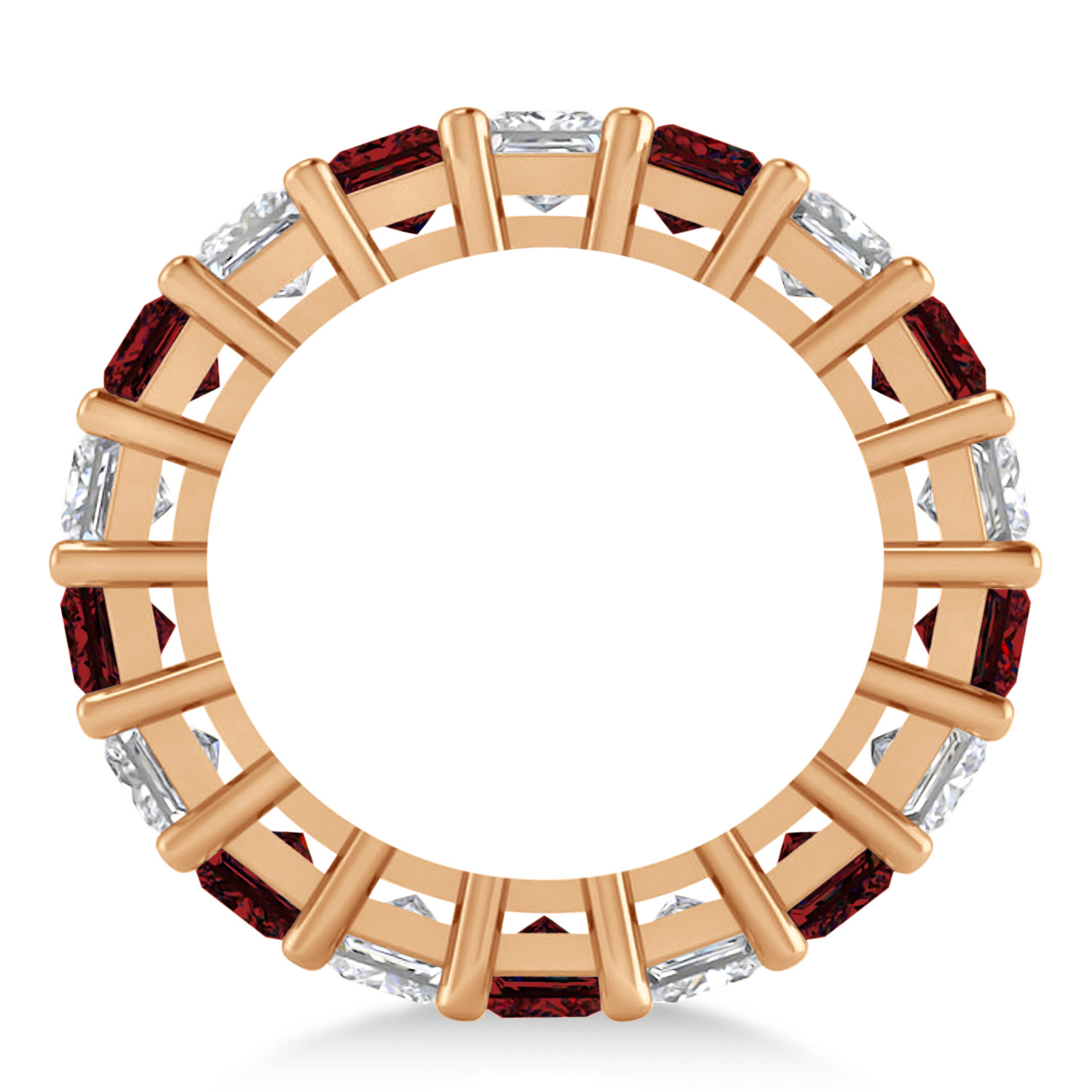 Princess Diamond & Garnet Wedding Band 14k Rose Gold (5.94ct)