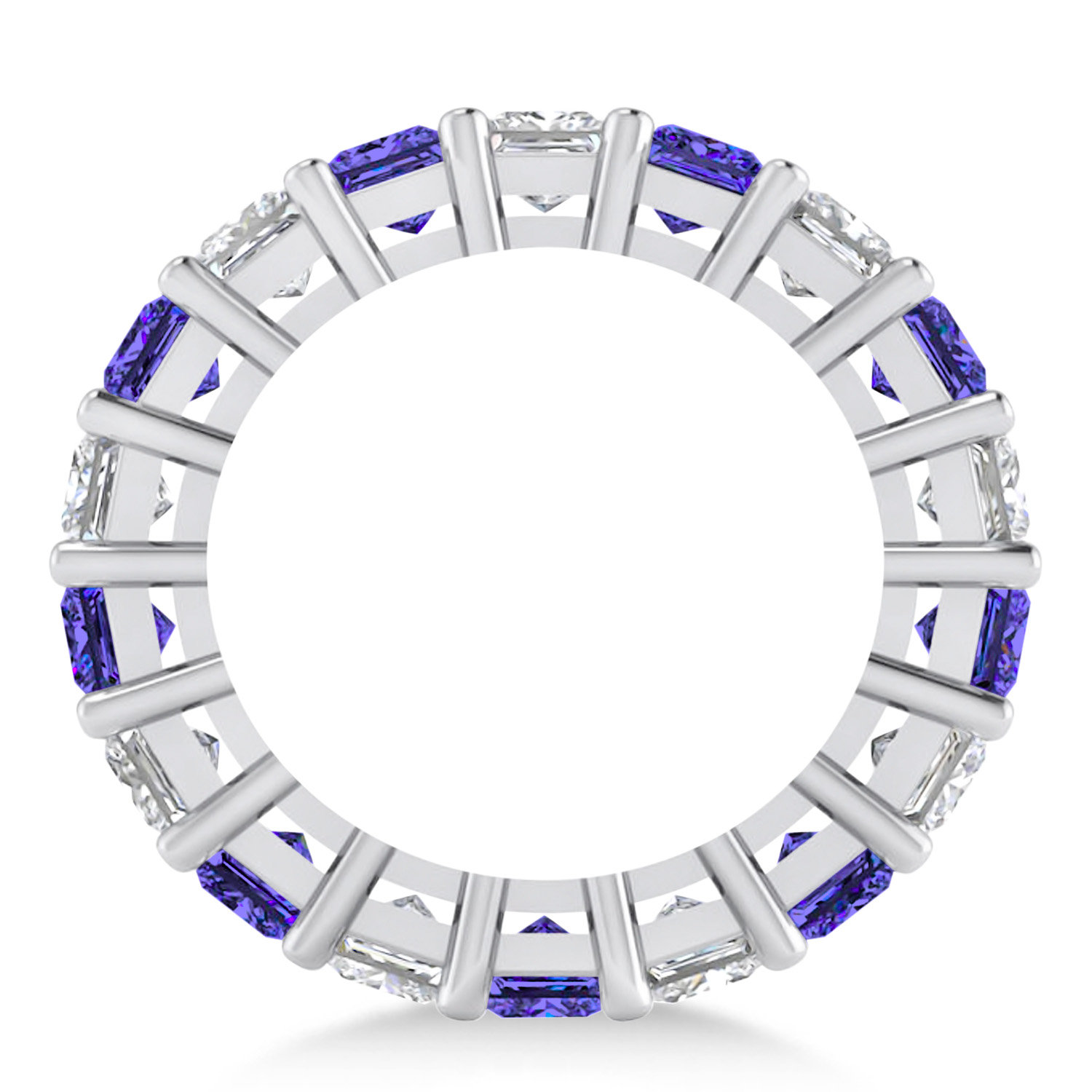 Princess Diamond & Tanzanite Wedding Band 14k White Gold (5.94ct)