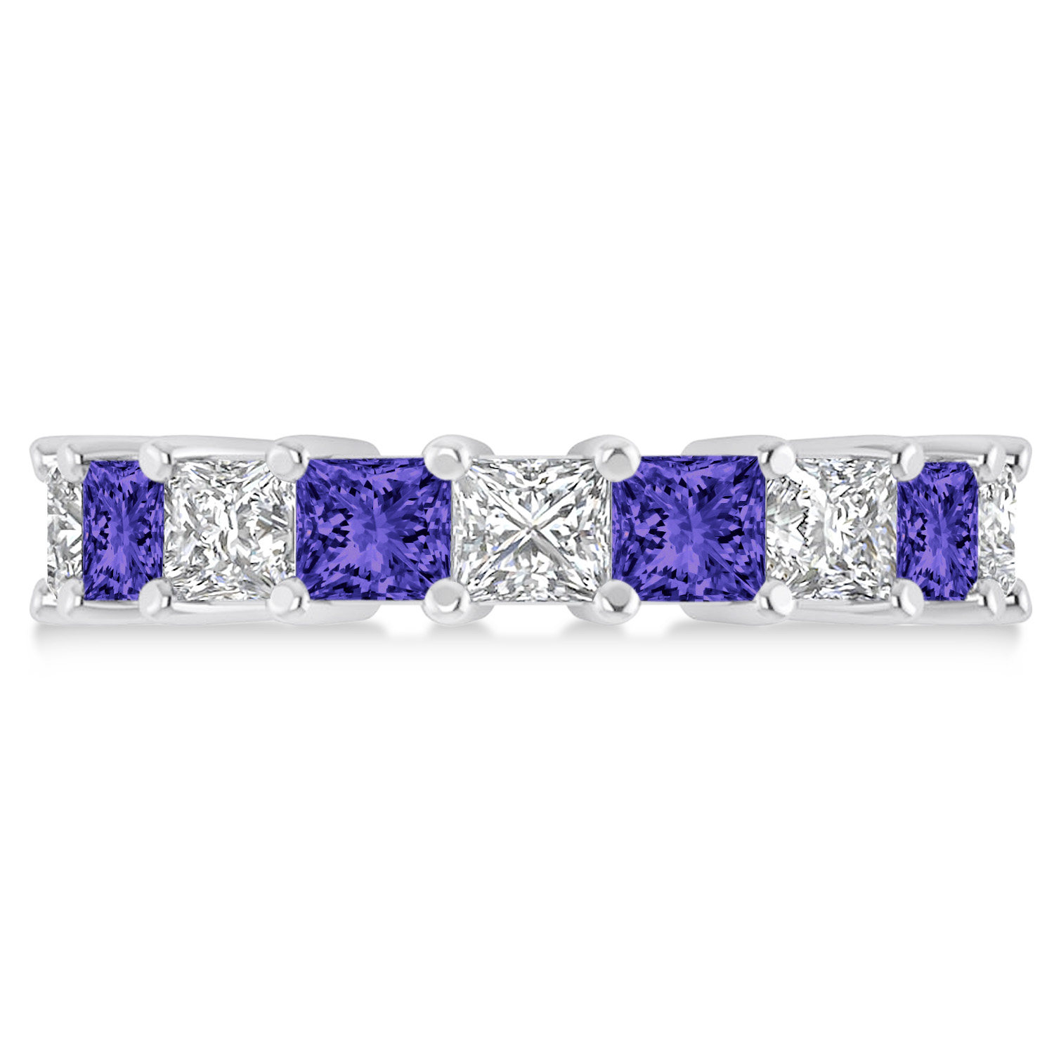 Princess Diamond & Tanzanite Wedding Band 14k White Gold (5.94ct)