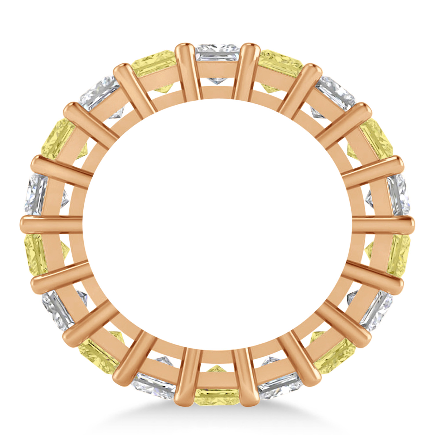 Princess Yellow & White Diamond Wedding Band 14k Rose Gold (5.58ct)