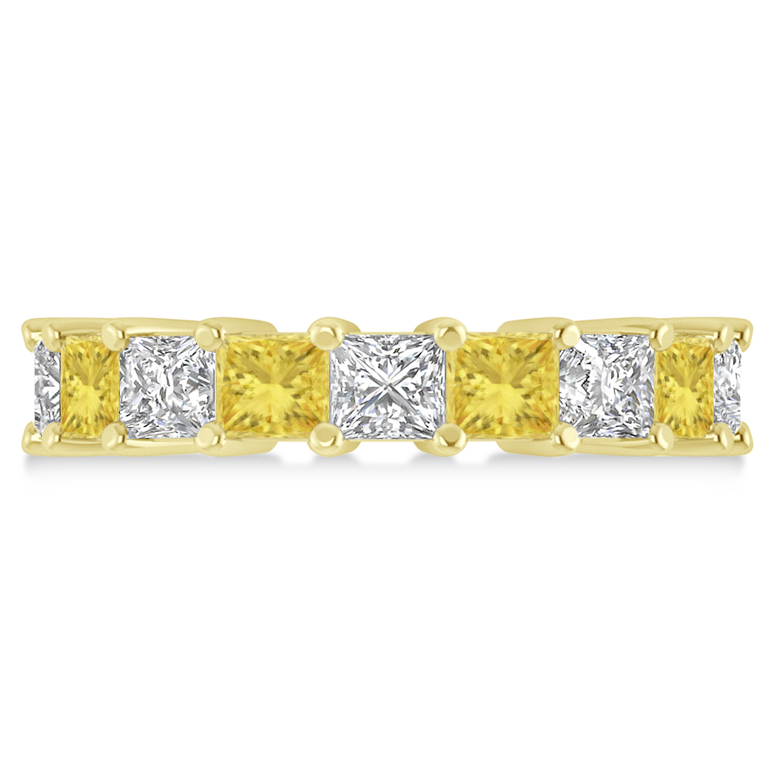 Princess Yellow & White Diamond Wedding Band 14k Yellow Gold (5.58ct)