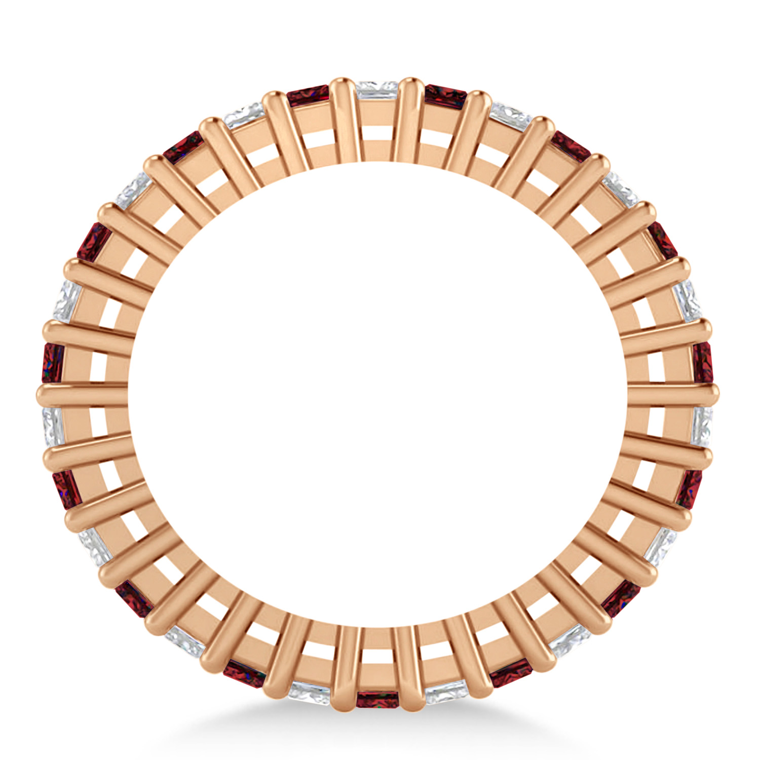 Princess Diamond & Garnet Wedding Band 14k Rose Gold (2.32ct)