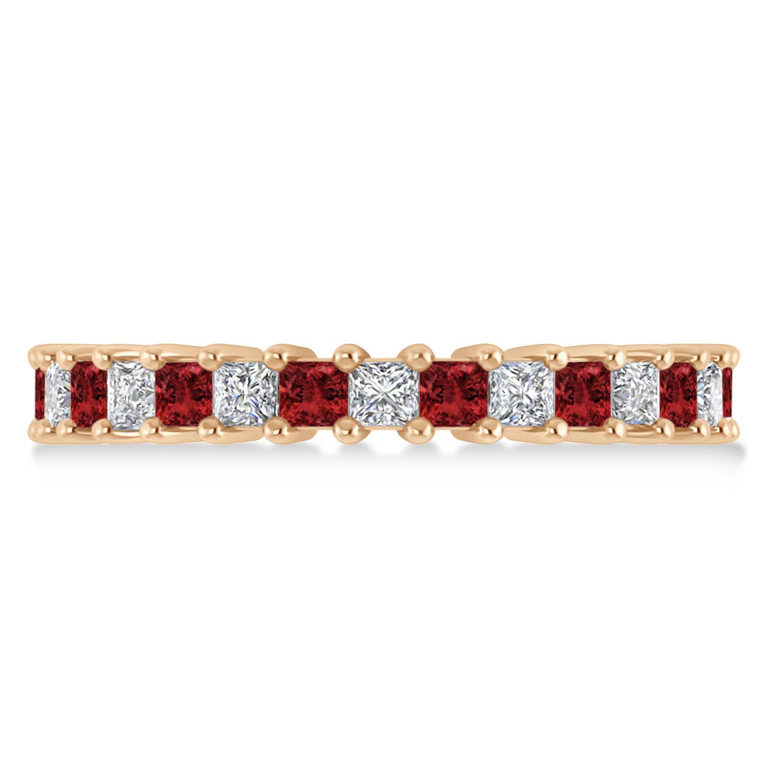 Princess Diamond & Garnet Wedding Band 14k Rose Gold (2.32ct)
