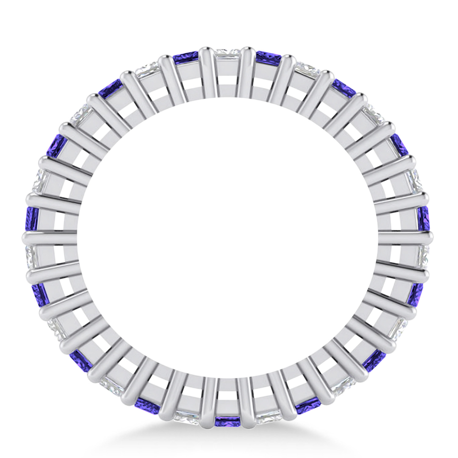 Princess Diamond & Tanzanite Wedding Band 14k White Gold (2.32ct)