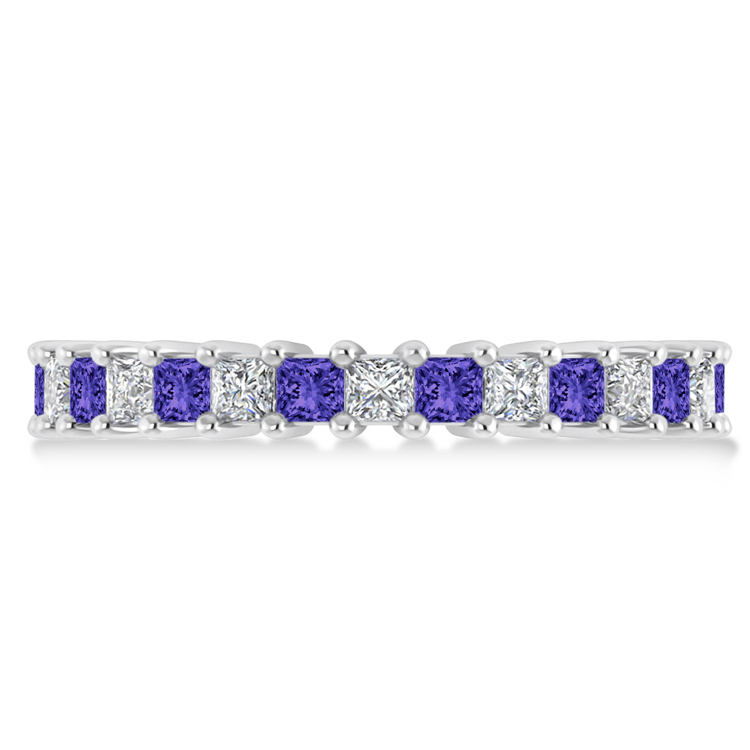 Princess Diamond & Tanzanite Wedding Band 14k White Gold (2.32ct)