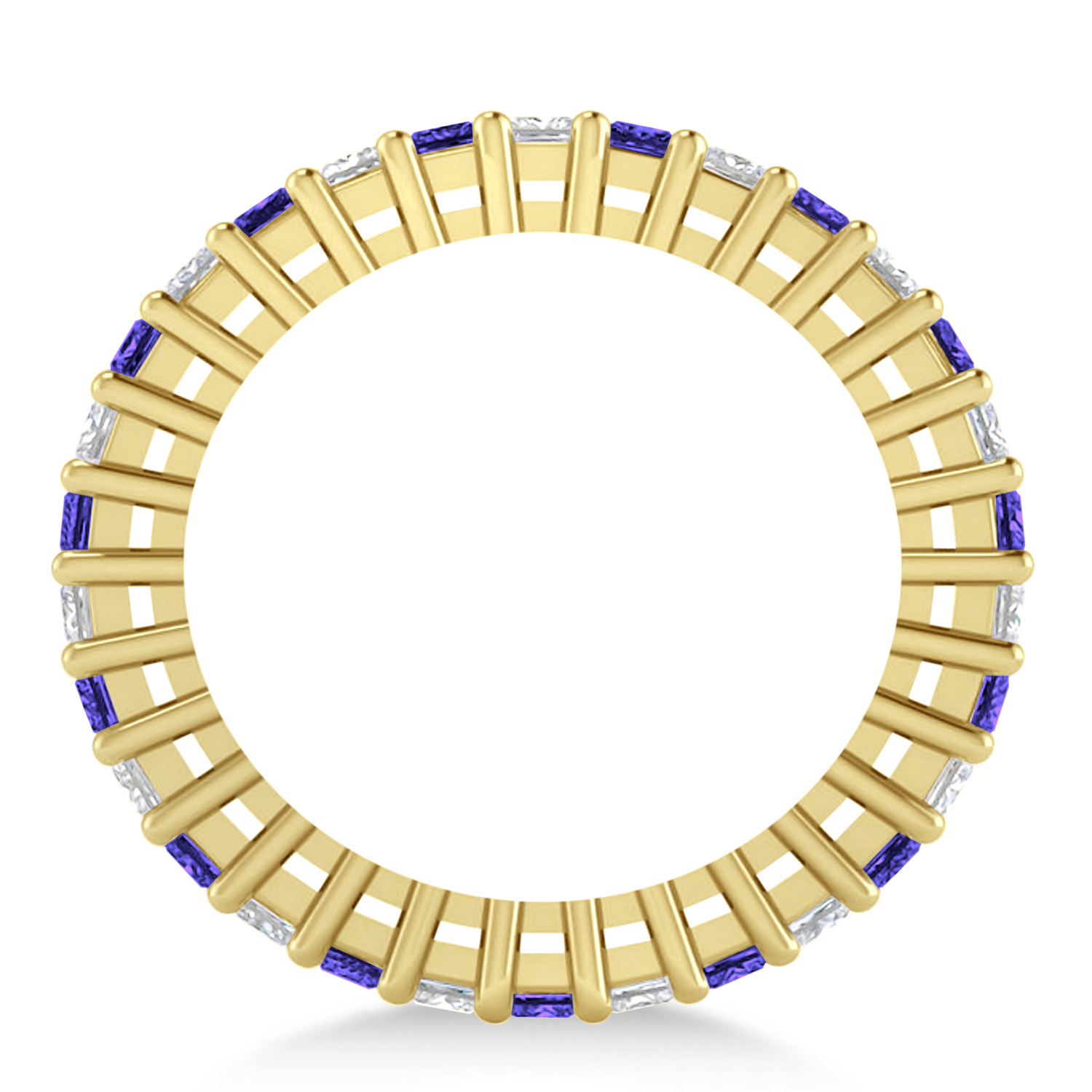 Princess Diamond & Tanzanite Wedding Band 14k Yellow Gold (2.32ct)