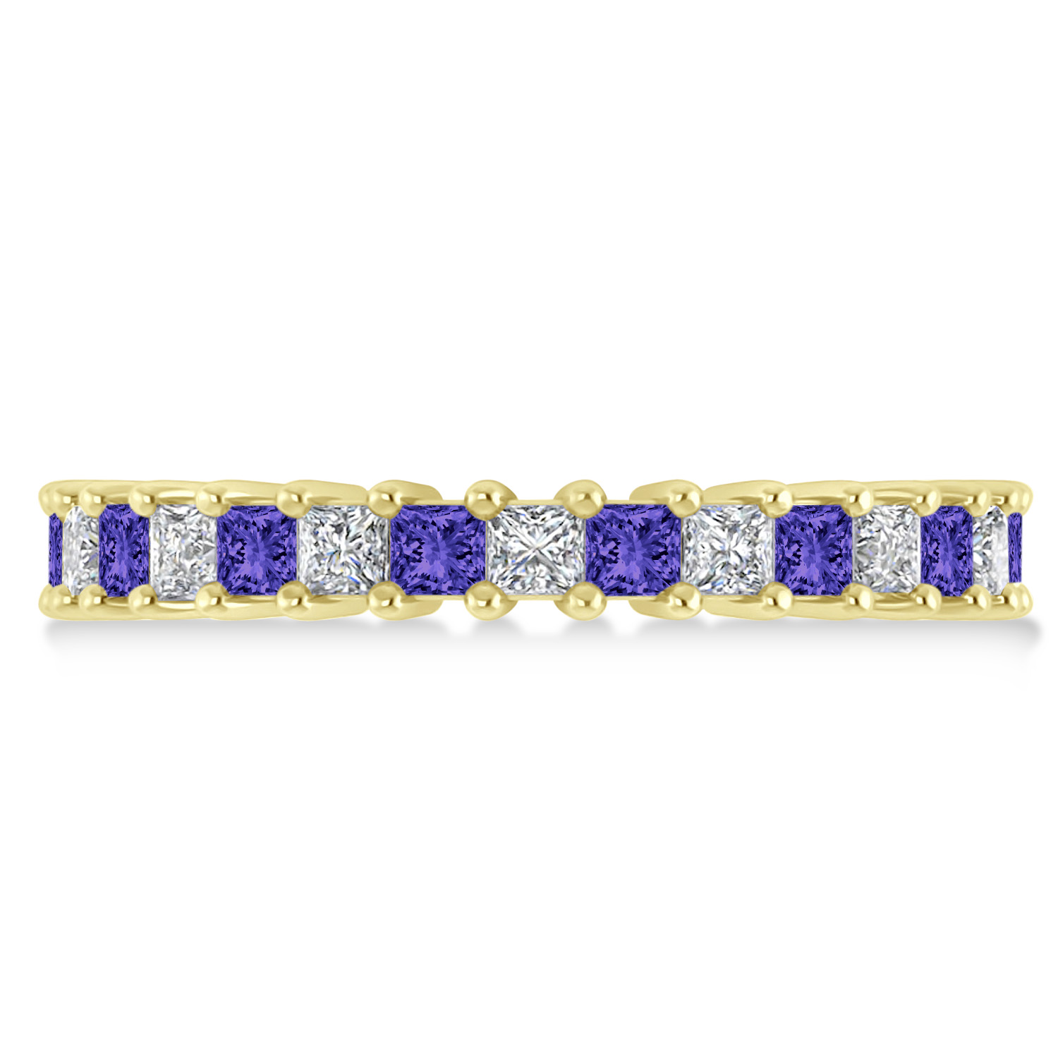 Princess Diamond & Tanzanite Wedding Band 14k Yellow Gold (2.32ct)