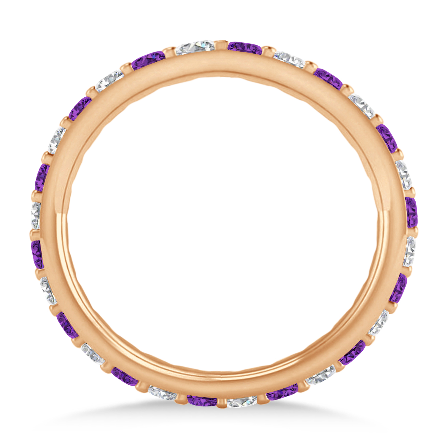 Diamond & Amethyst Eternity Wedding Band 14k Rose Gold (0.87ct)